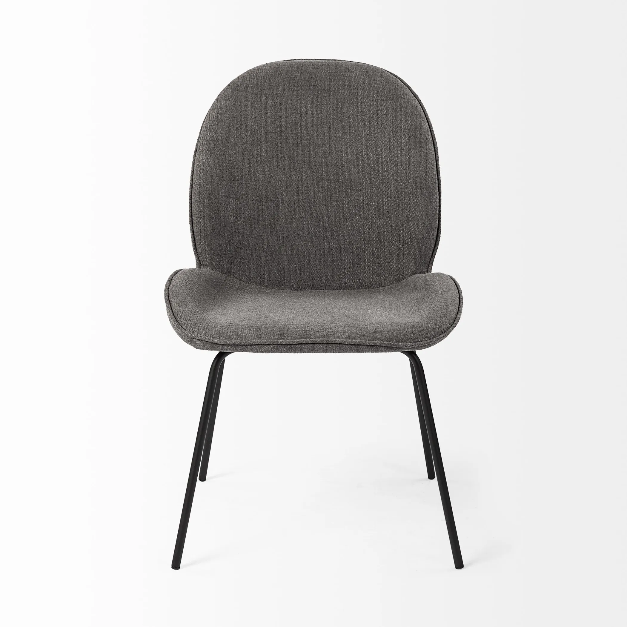 Set Of Two Gray And Black Upholstered Fabric Side Chairs - Image 2