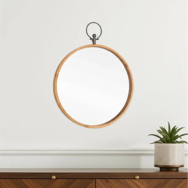 Round Metal Framed Accent Mirror