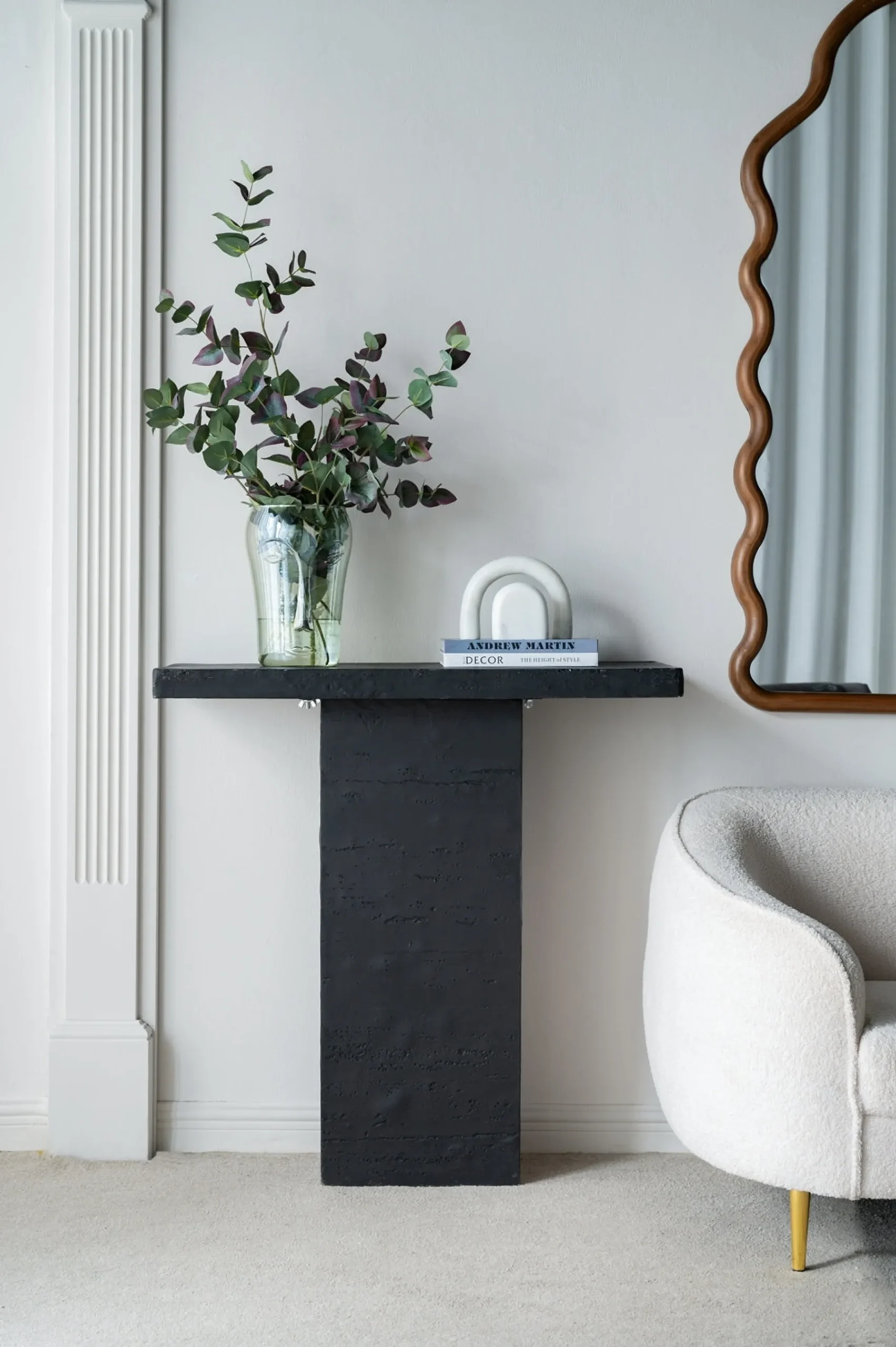 Black Rectangular Coffee Table With Pedestal Base - Image 4