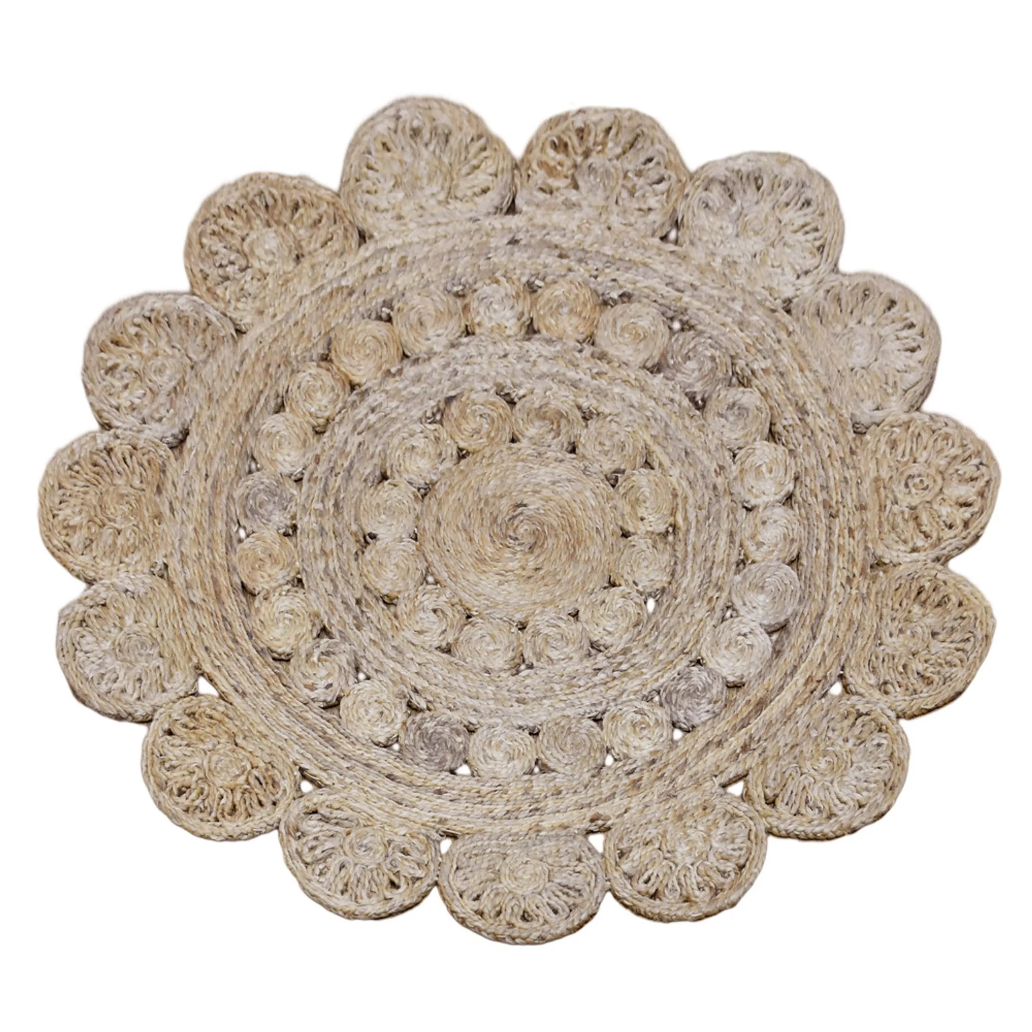 Rugsotic Carpets Hand Woven Jute Round Eco-friendly Area Rug Oriental - Image 2
