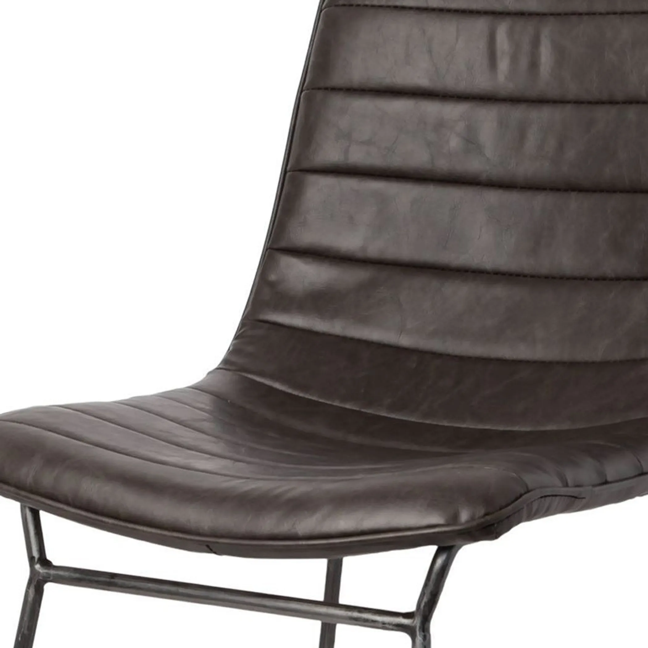 Set Of Two Black Upholstered Faux leather Side Chairs - Image 3