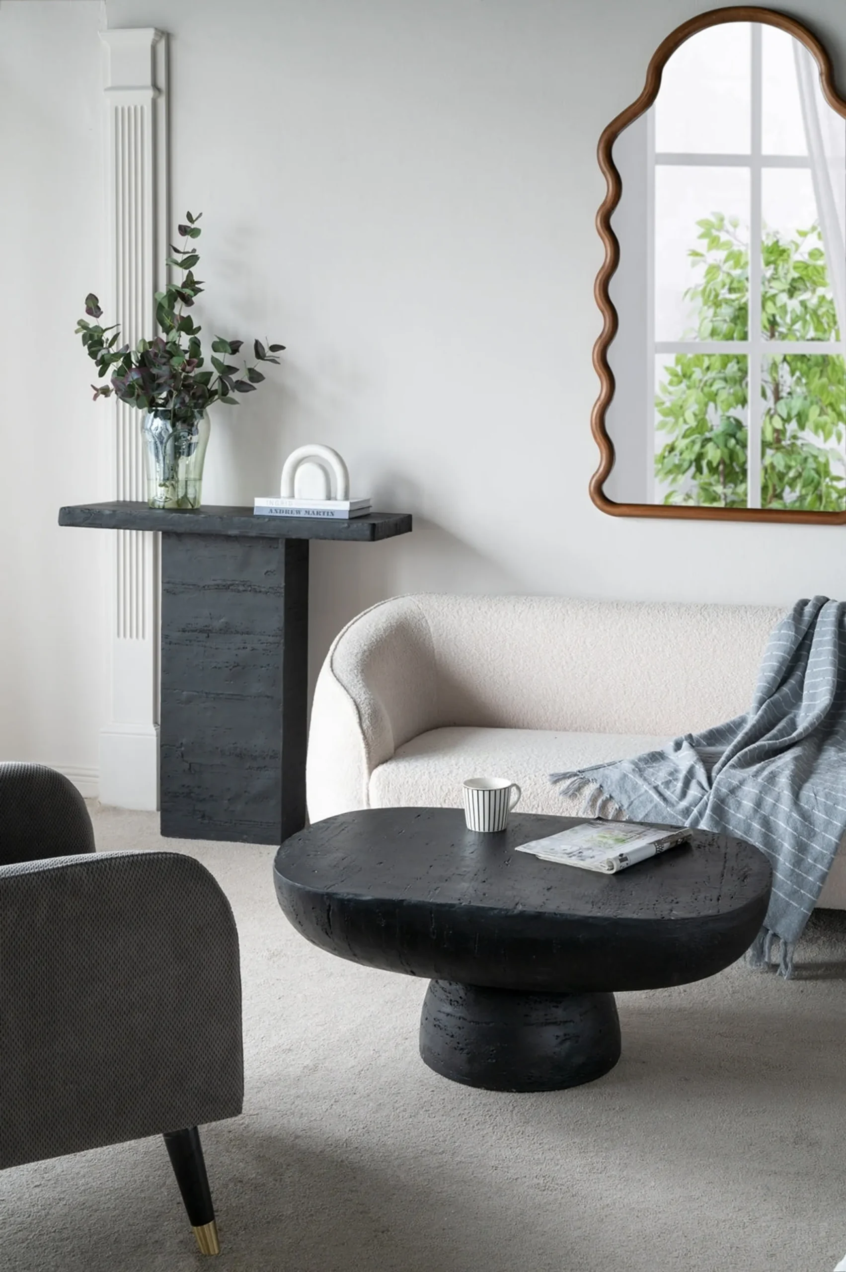 Black Rectangular Coffee Table With Pedestal Base - Image 3