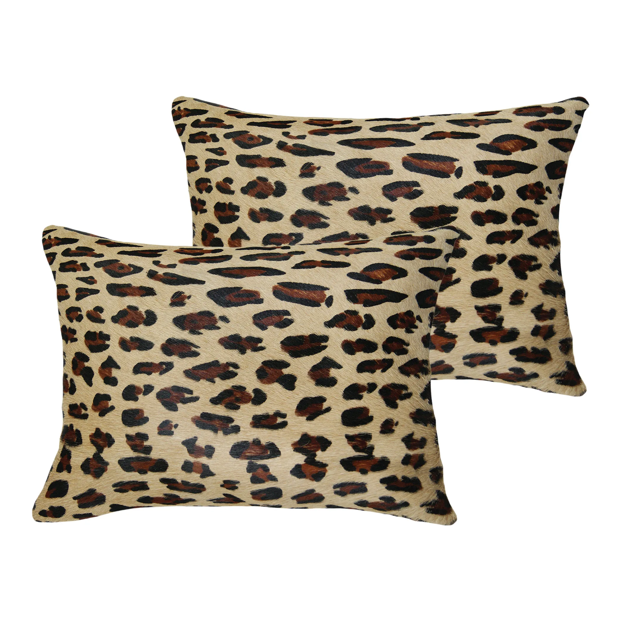 Set of Two 12" X 20" Brown and Black Leopard Cowhide Lumbar Throw Pillows - Image 4