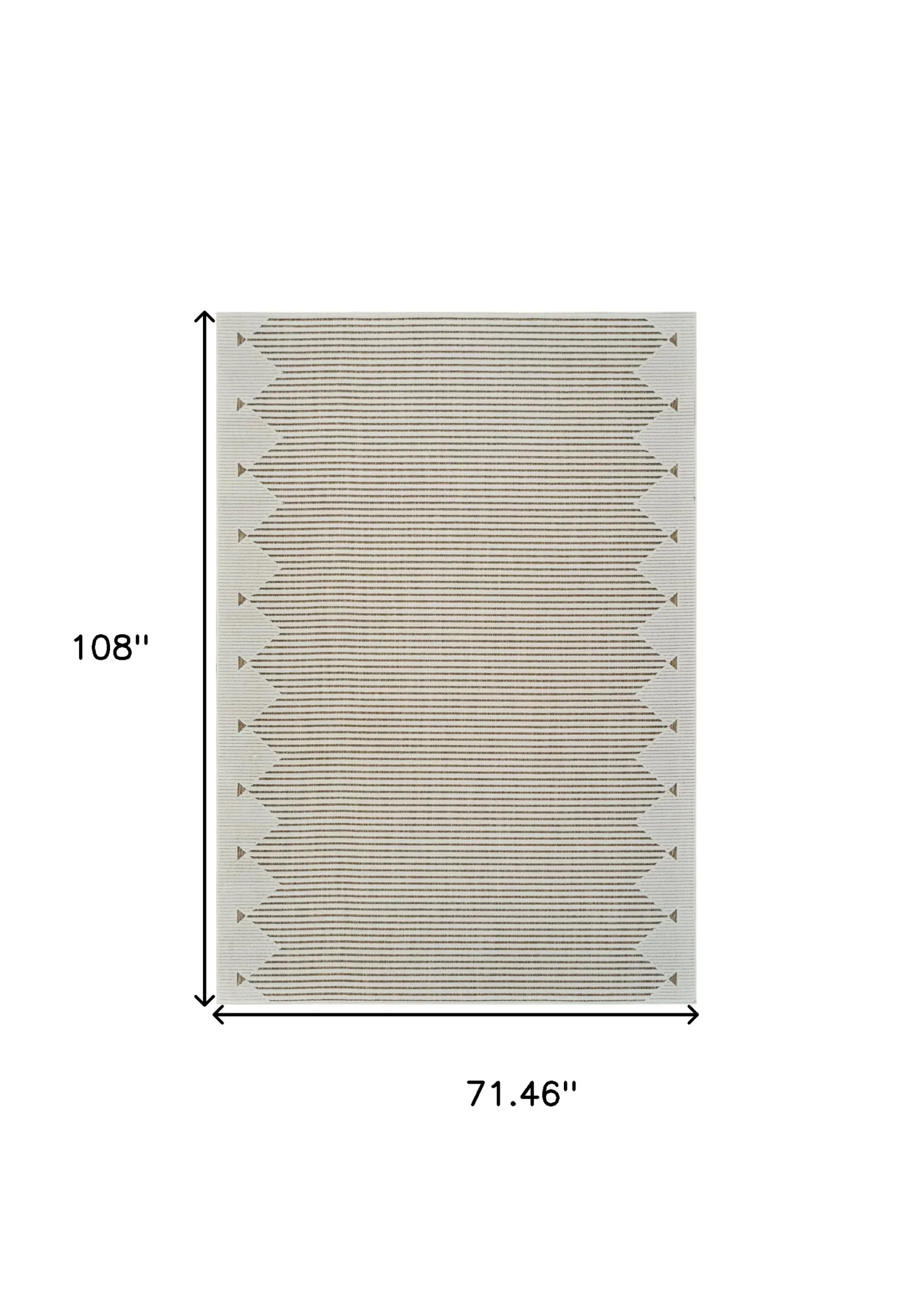 6' X 9' Beige and Brown Geometric Distressed Indoor Outdoor Area Rug - Image 3