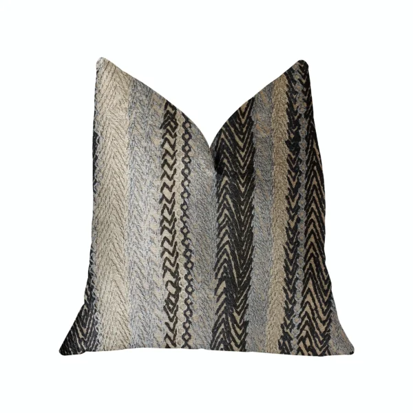 Plutus Grey Horizon Blue and Gray Luxury Throw Pillow