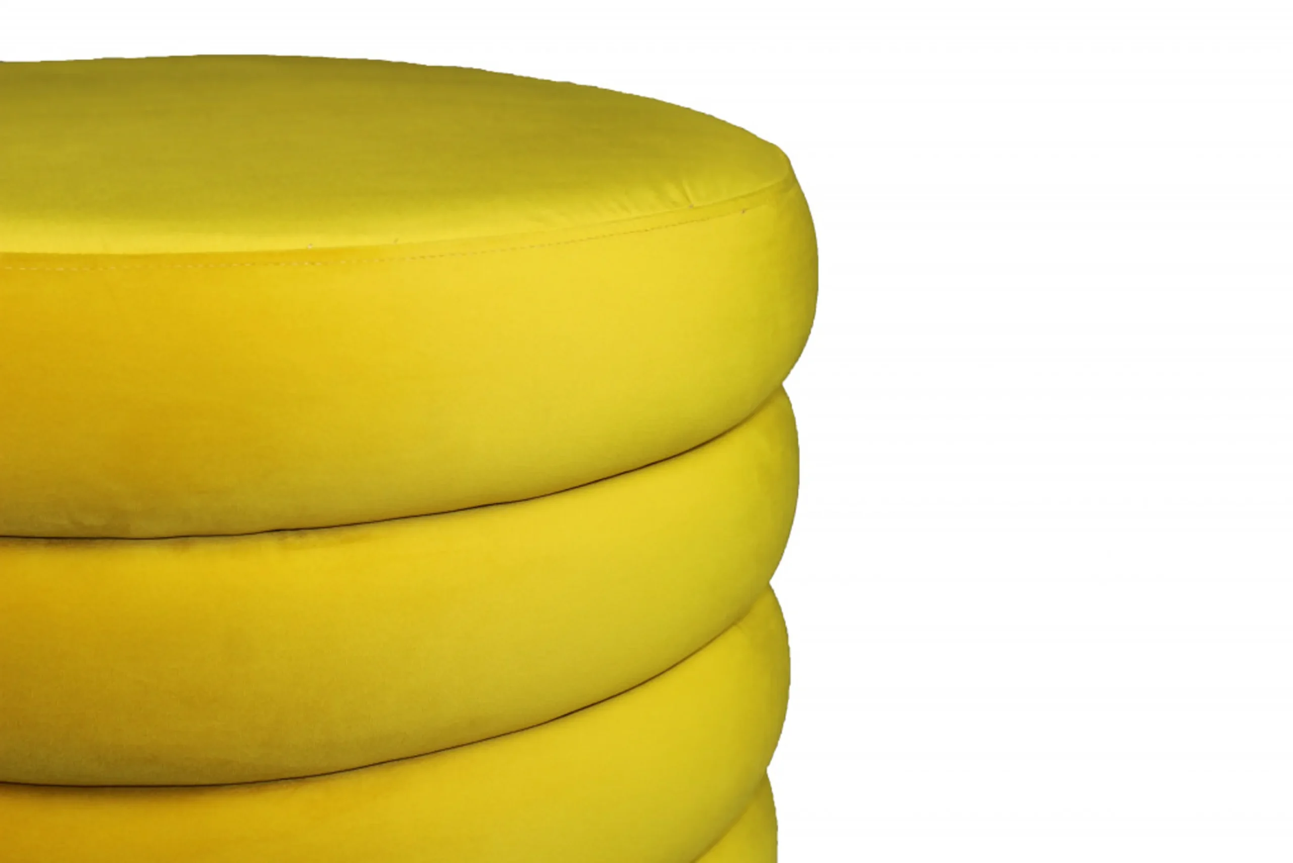 21" Yellow Velvet Tufted Round Cocktail Ottoman - Image 3