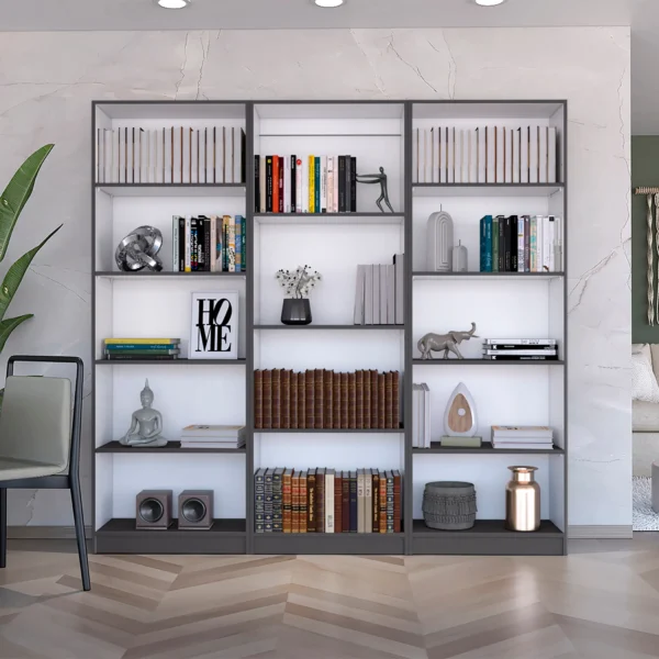 Bartow 3 Piece Living Room Set with 3 Bookcases