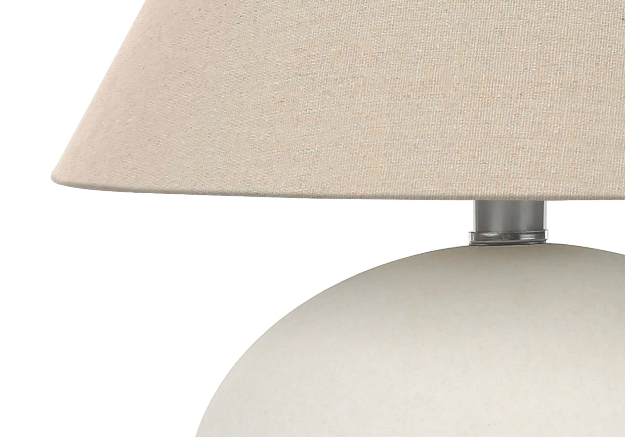 16" Cream Ceramic Round Table Lamp With Cream Empire Shade - Image 3