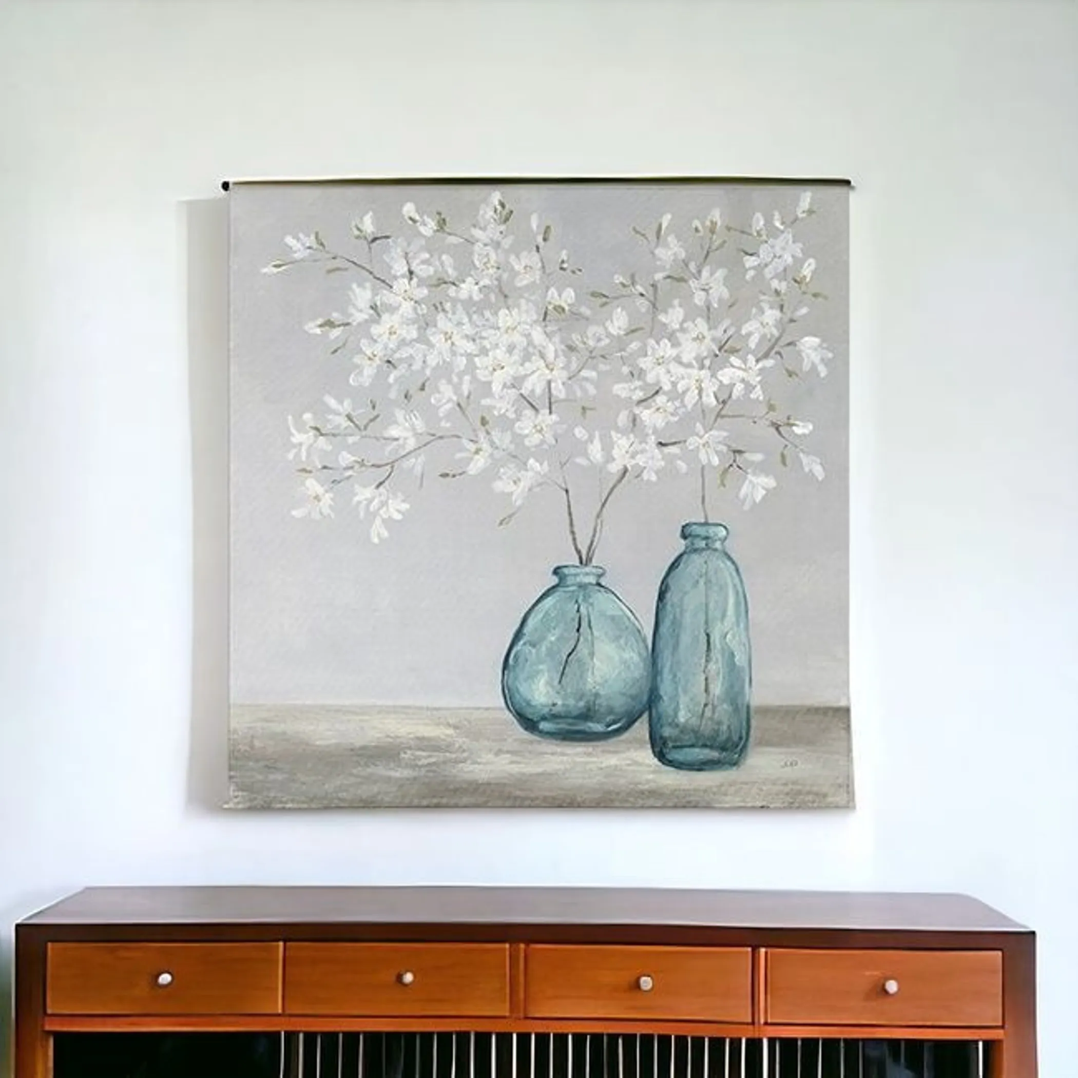 White Spring Flowers Unframed Print Wall Art - Image 5
