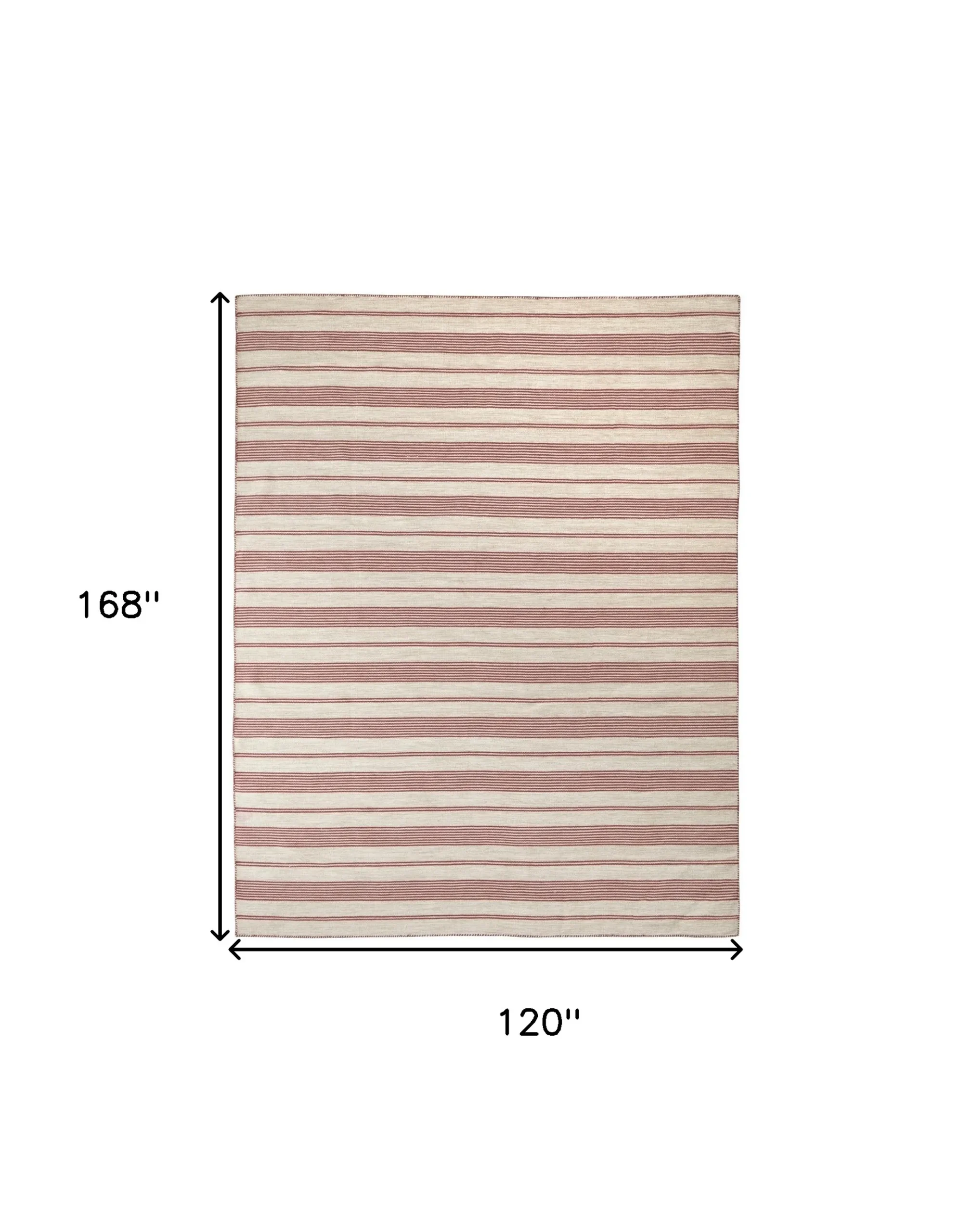 10' X 14' Red And Ivory Striped Dhurrie Hand Woven Stain Resistant Area Rug - Image 3