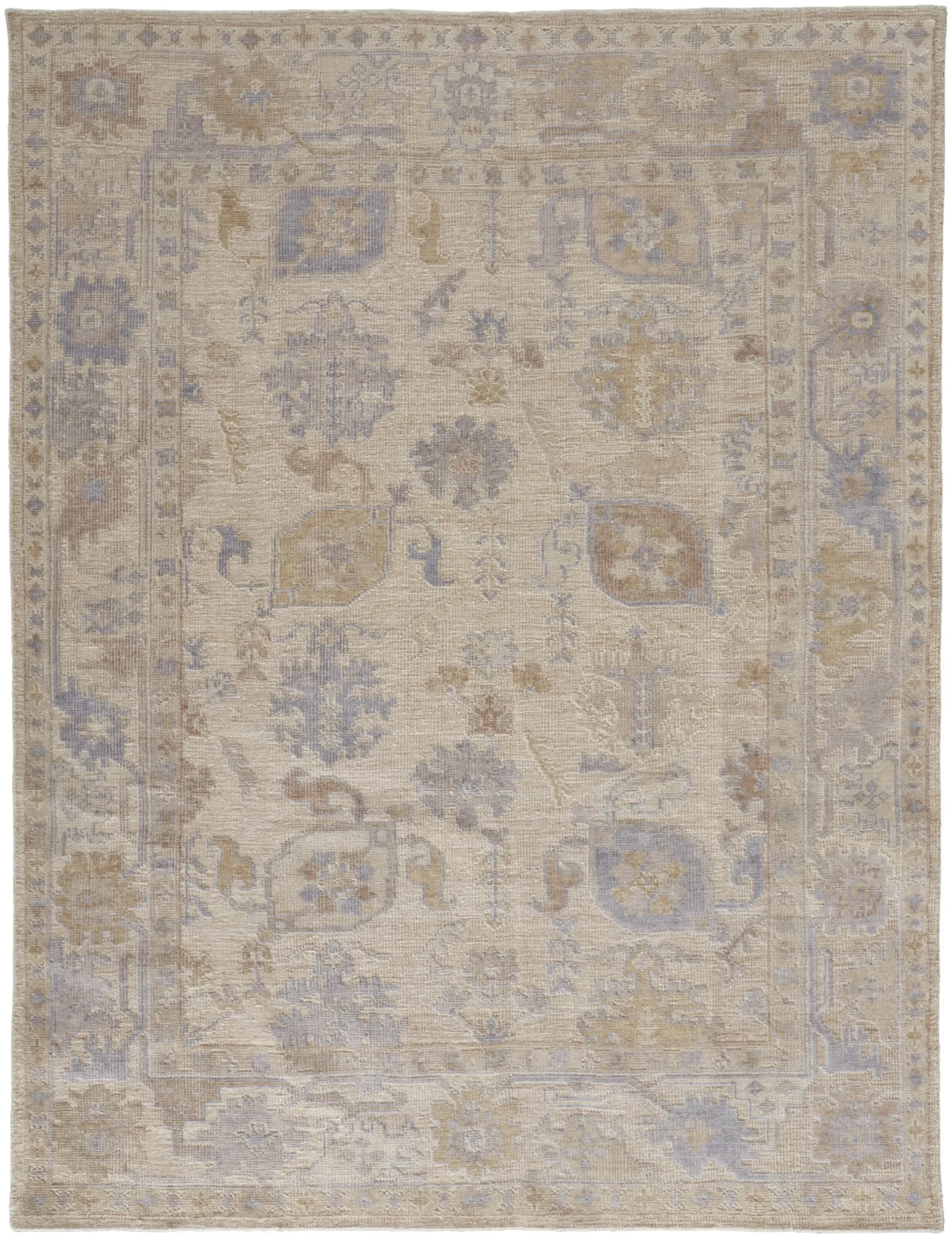 8' X 10' Blue and Ivory Floral Hand Knotted Area Rug - Image 2