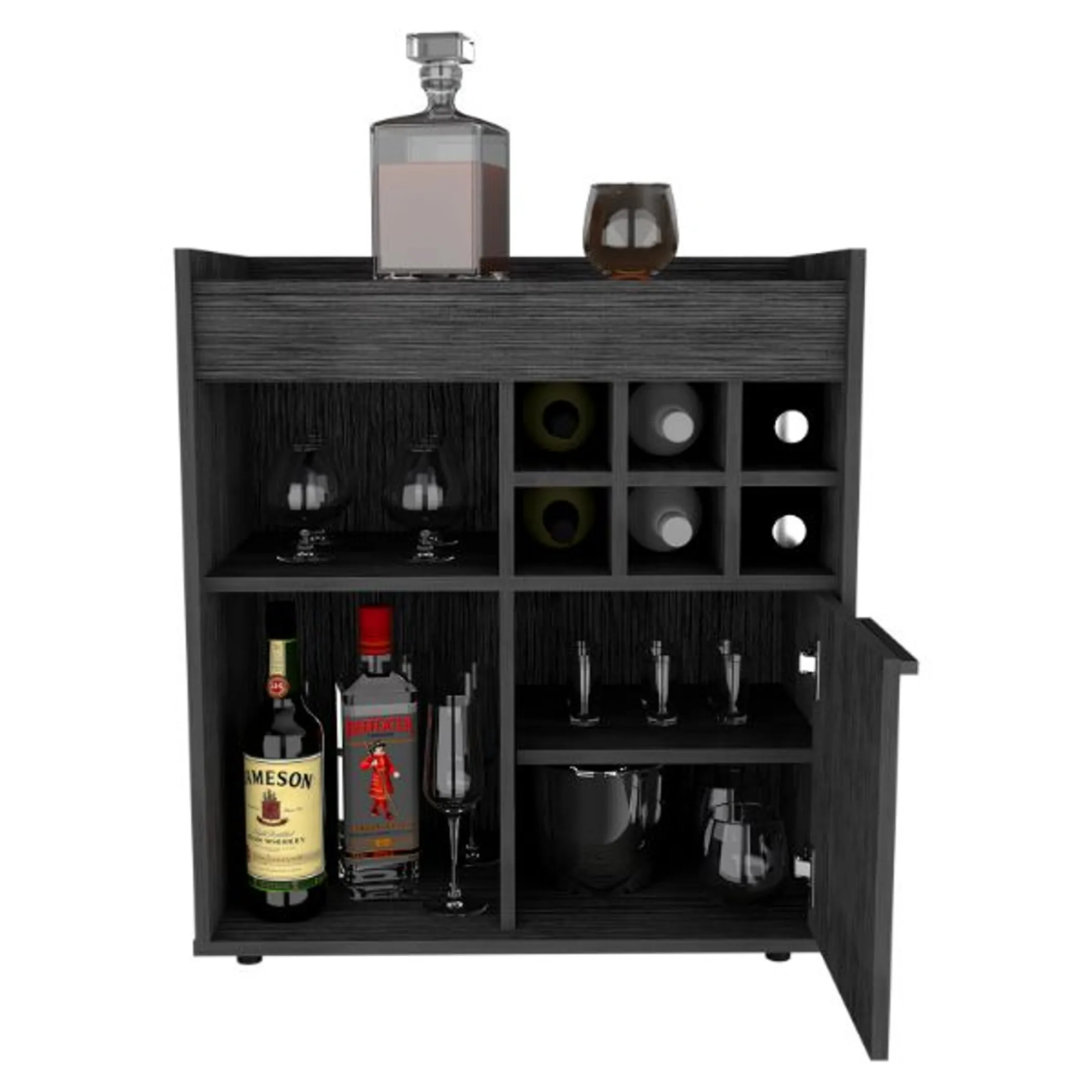 Lyon Bar Cabinet, Six Cubbies, Cabinet With Divisions, Two Concealed Shelves - Image 4