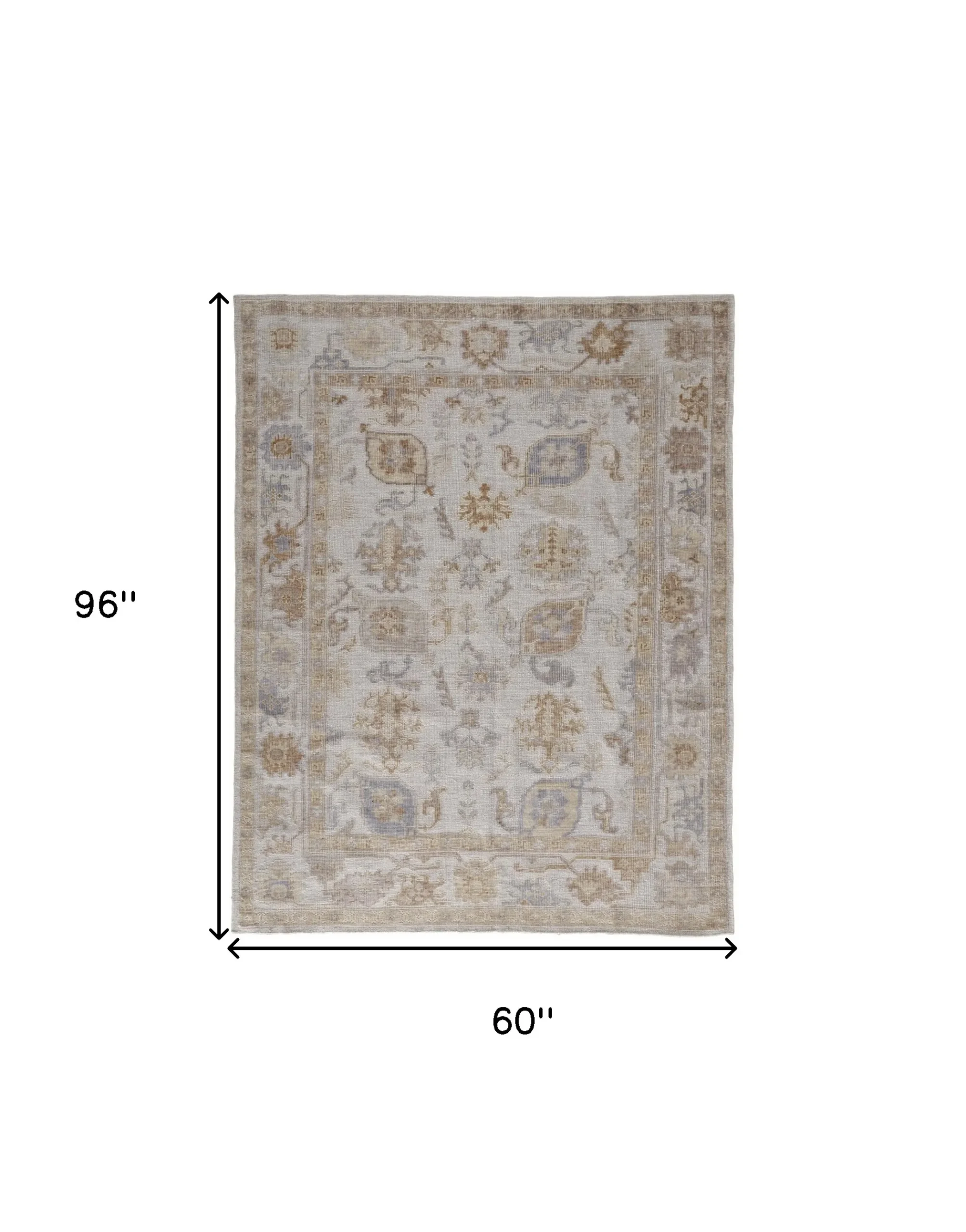 5' X 8' Ivory Floral Hand Knotted Area Rug - Image 3
