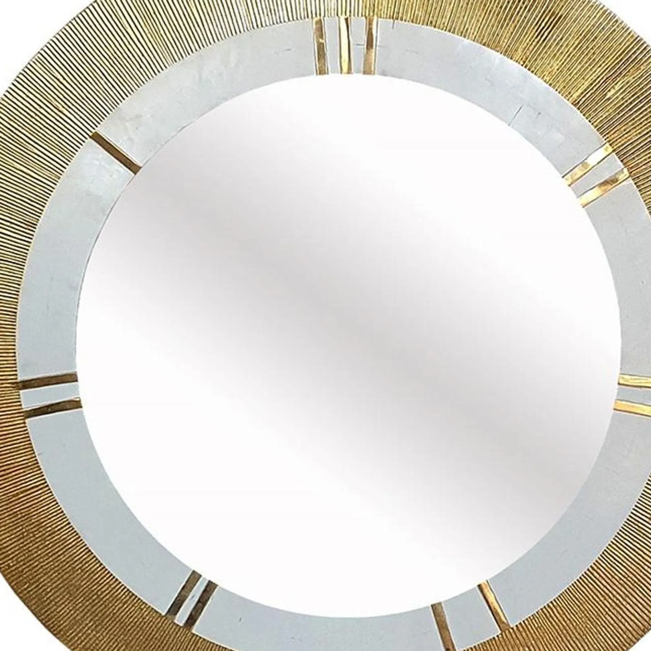 36" Gold and White Round Aluminum Ribbed Edge Framed Accent Mirror - Image 5