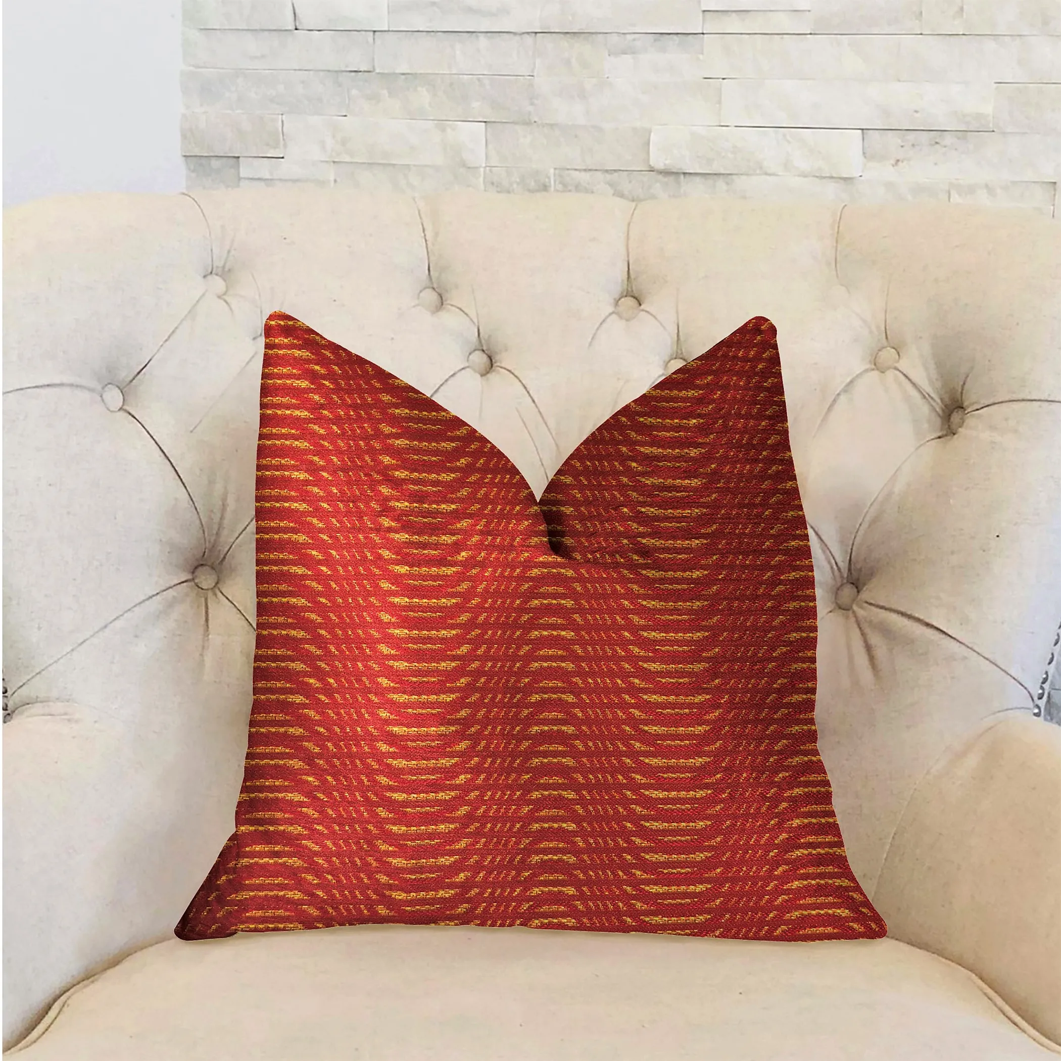 Plutus New Earth Ripple Red Luxury Throw Pillow - Image 2