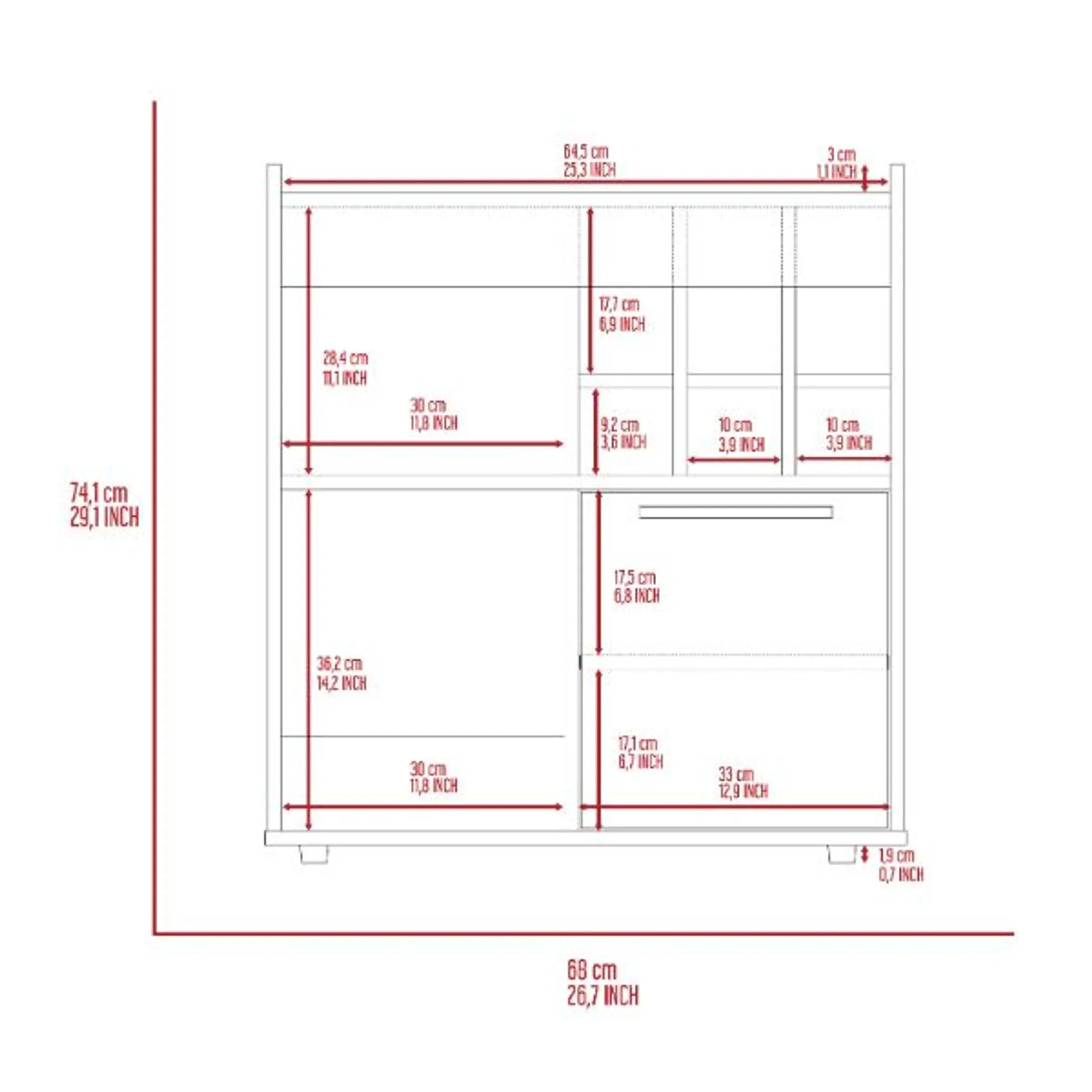Lyon Bar Cabinet, Six Cubbies, Cabinet With Divisions, Two Concealed Shelves - Image 5