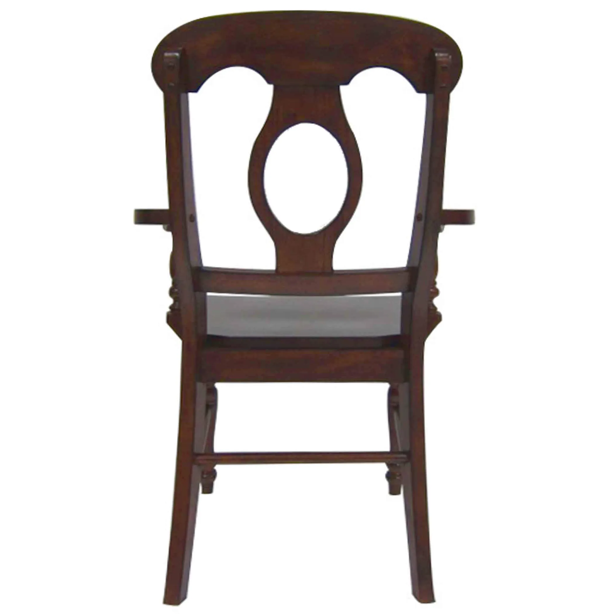 Sunset Trading Andrews Napoleon Dining Chair with Arms | Chestnut Brown Solid Wood | Set of 2 - Image 4