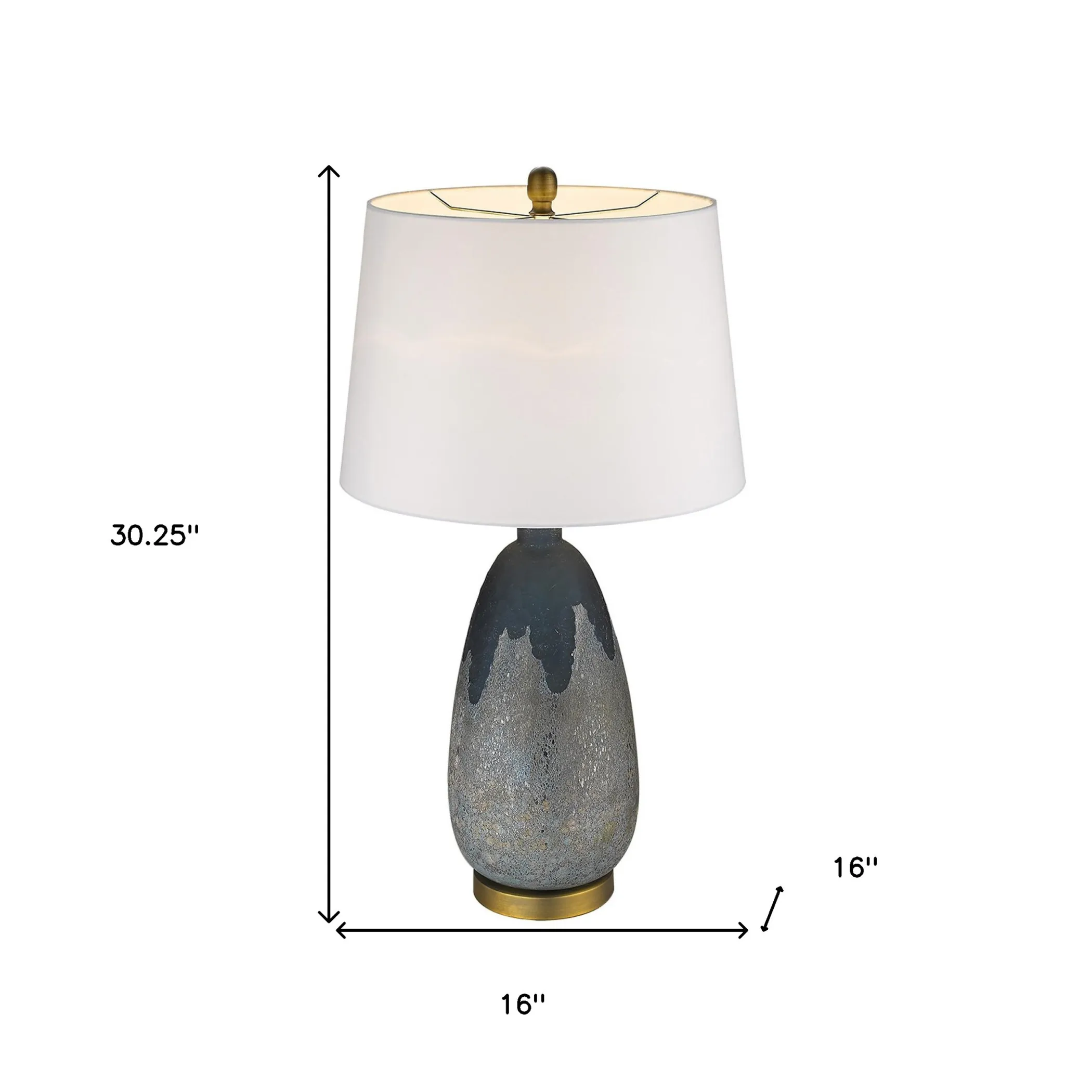 30" Teal Blue Concrete Table Lamp With Cream Empire Shade - Image 6