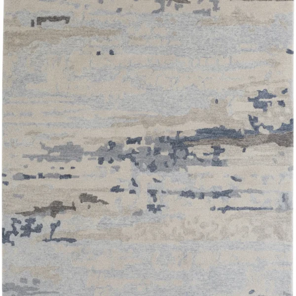 8' X 10' Blue Gray And Ivory Wool Abstract Tufted Handmade Stain Resistant Area Rug