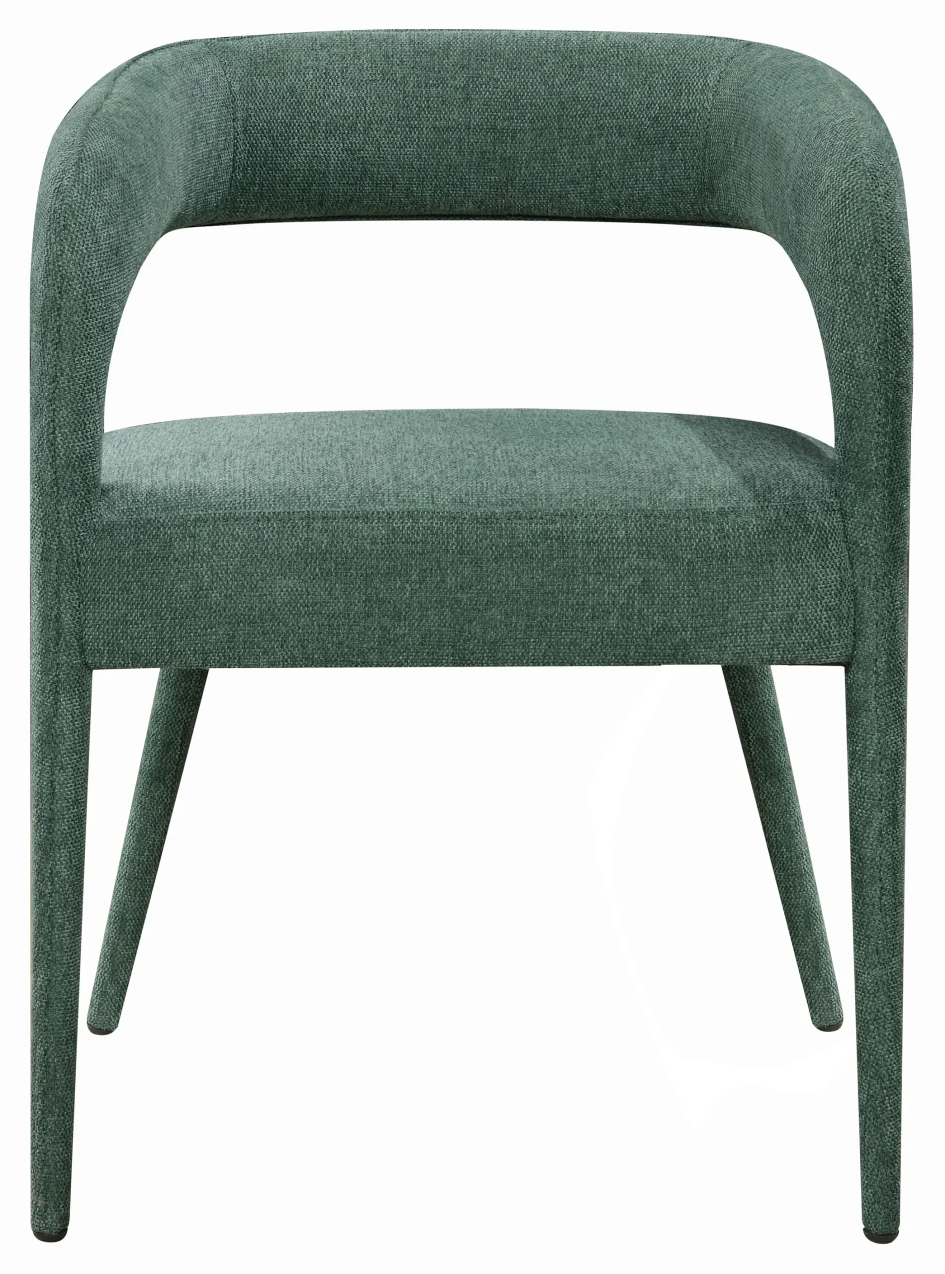 Set of Two Green Upholstered Linen Open Back Dining Side Chairs - Image 4