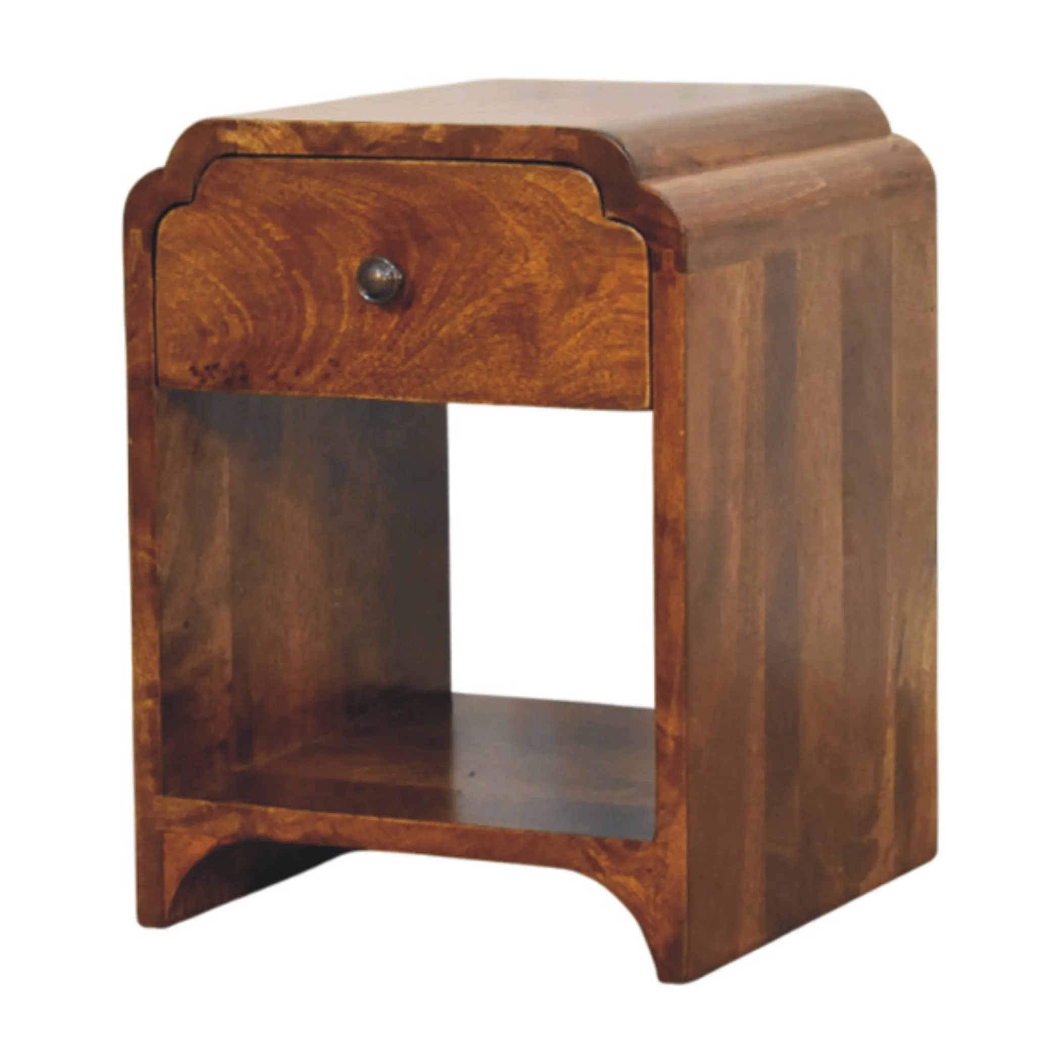 Solid Wood One Drawer Scallop Edge Nightstand - Image 3