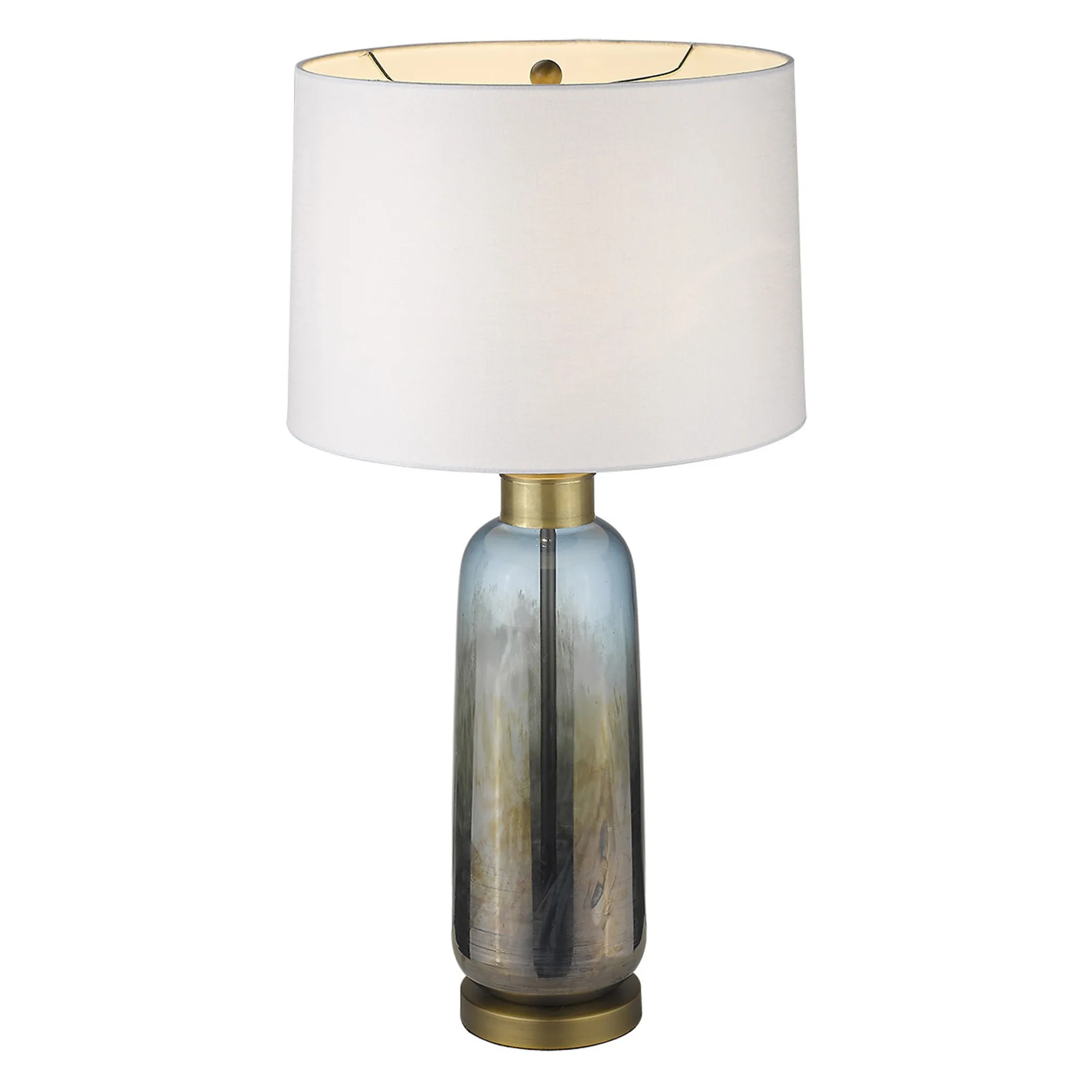 31" Steel Blue Glass Table Lamp With White Empire Shade - Image 4