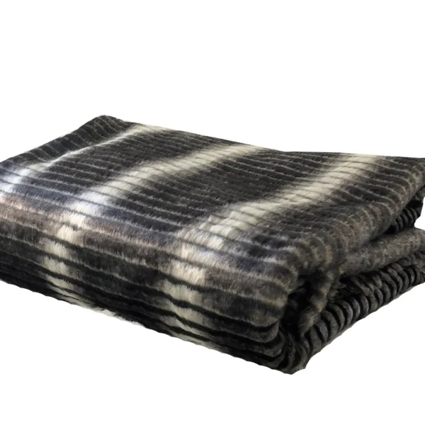Plutus Gray and Taupe Faux Fur Luxury Throw