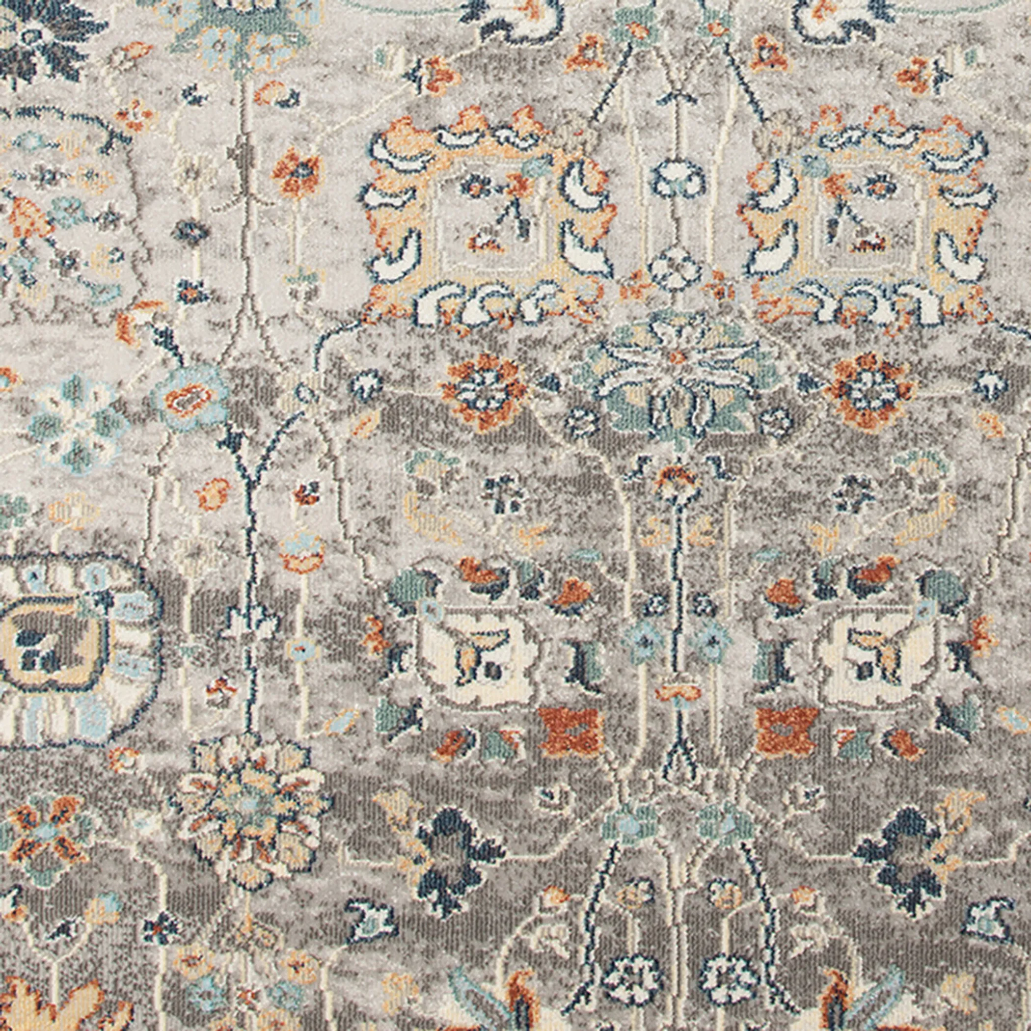 9' X 12' Blue and Orange Floral Stain Resistant Indoor Outdoor Area Rug - Image 5