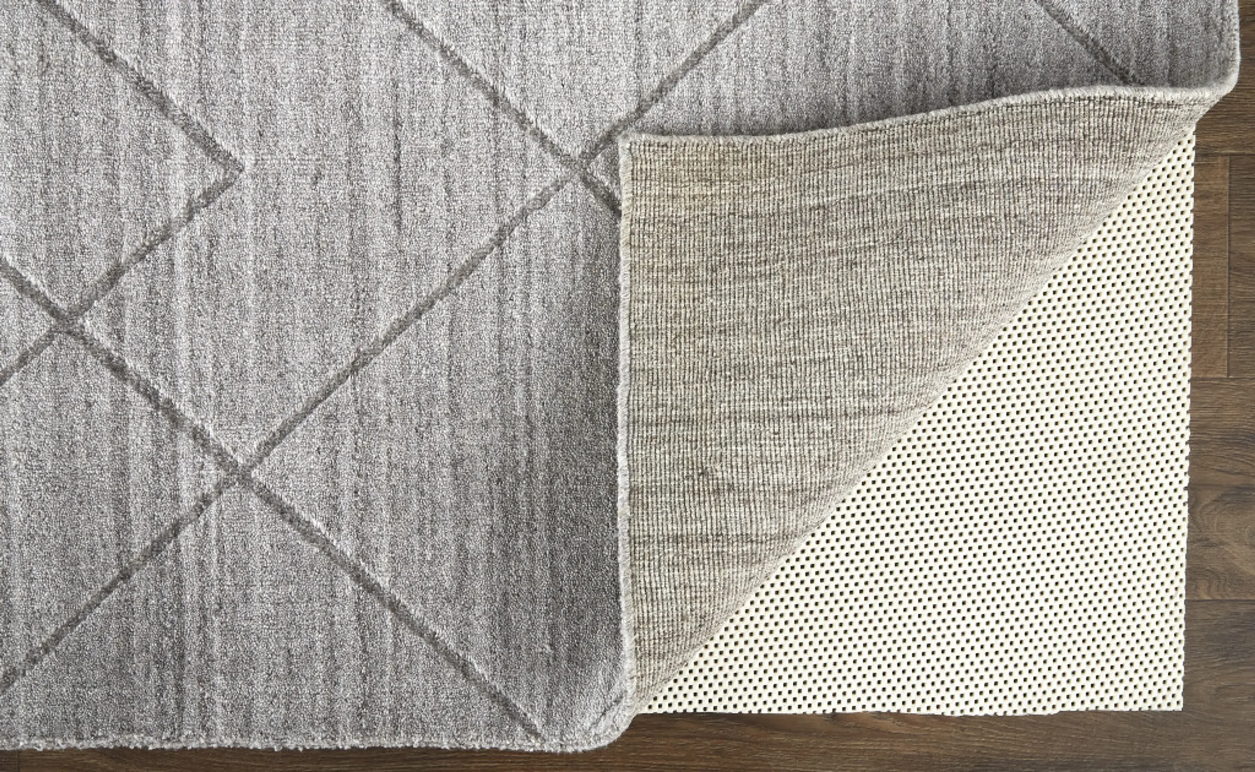 8' X 10' Ivory And Silver Striped Hand Woven Area Rug - Image 6