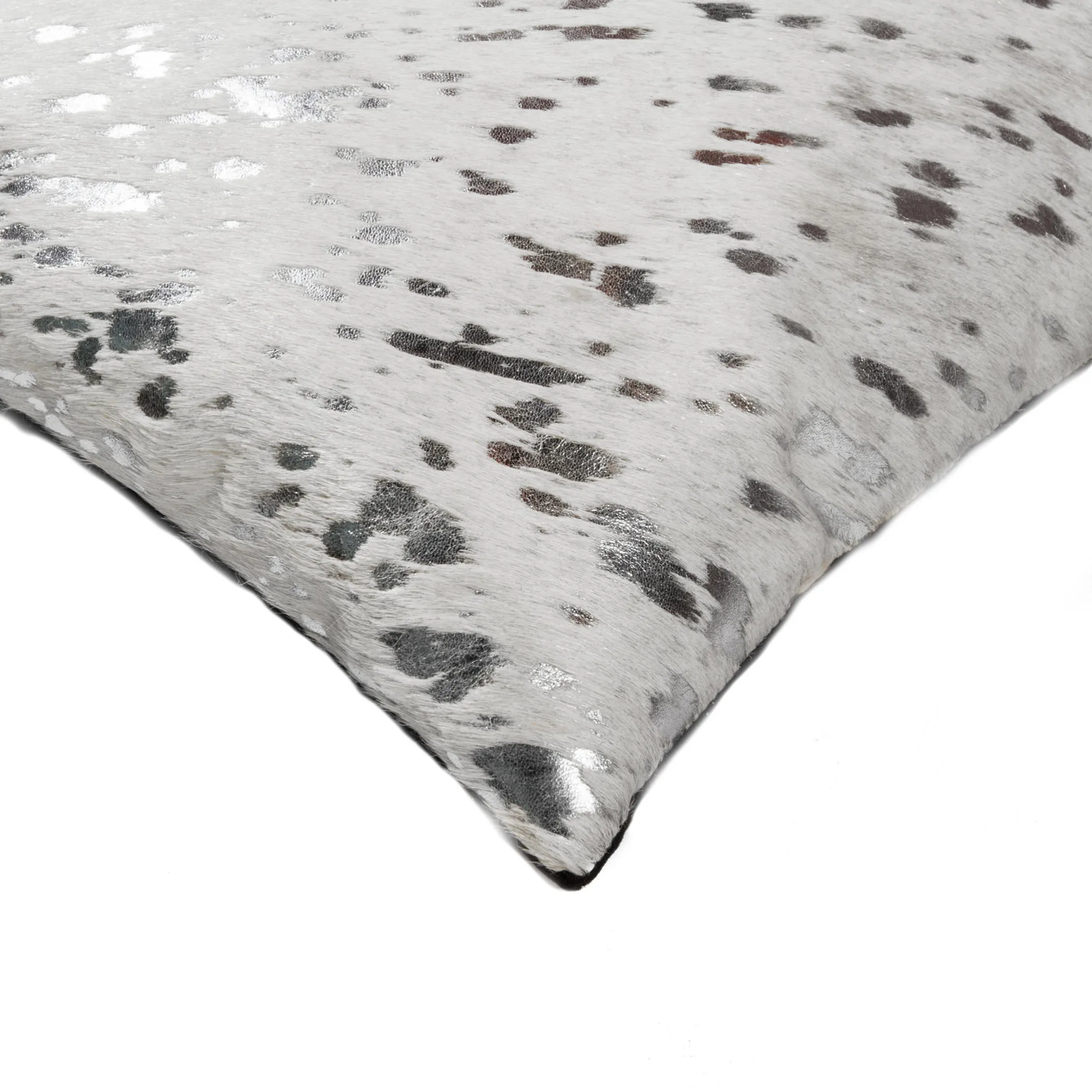 Set of Two 12" X 20" Gray and Silver Abstract Cowhide Lumbar Throw Pillows with Glitter - Image 3