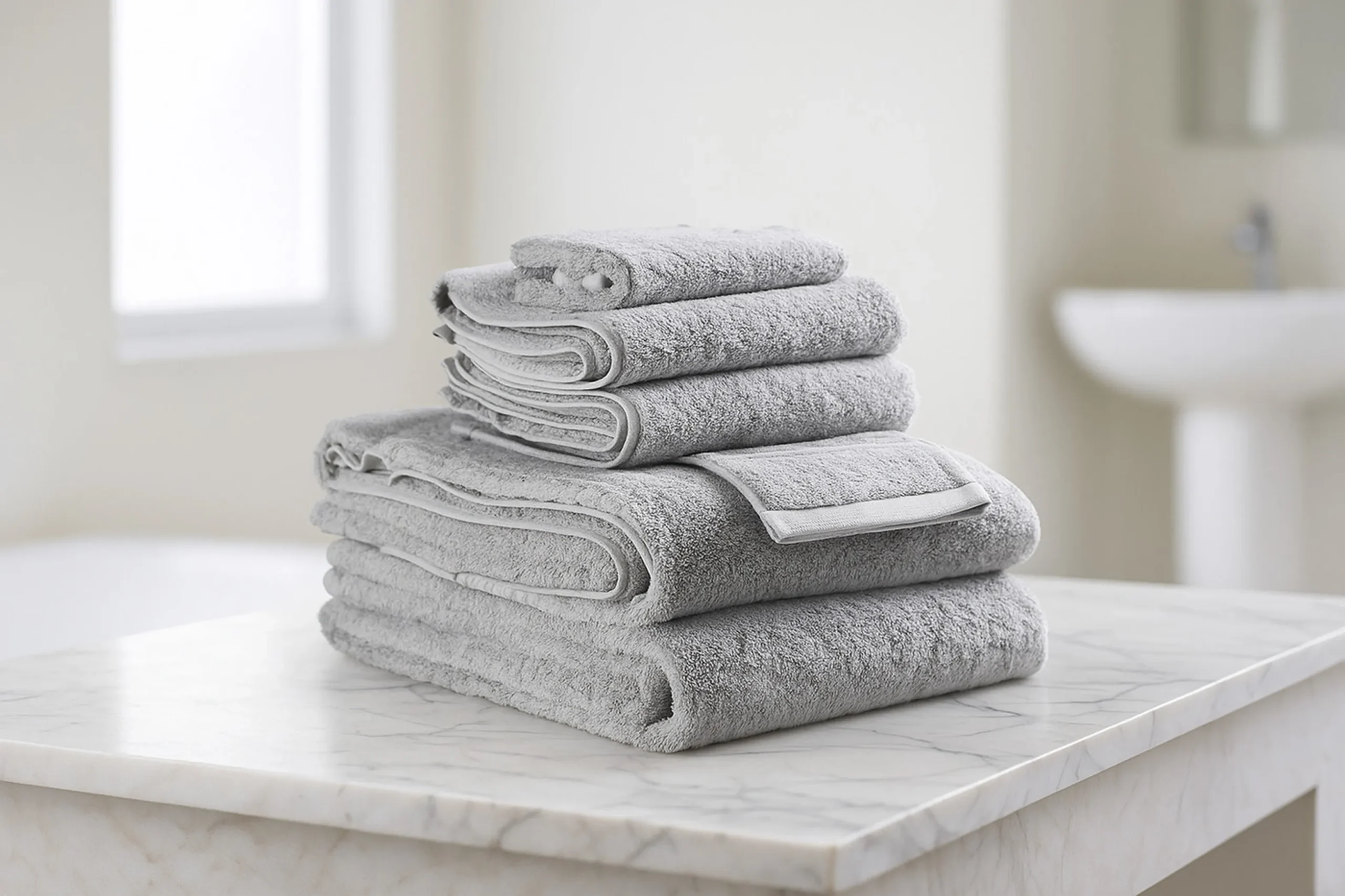 Set of Six Light Cotton Quick Dry Terry Cloth Towels - Image 5