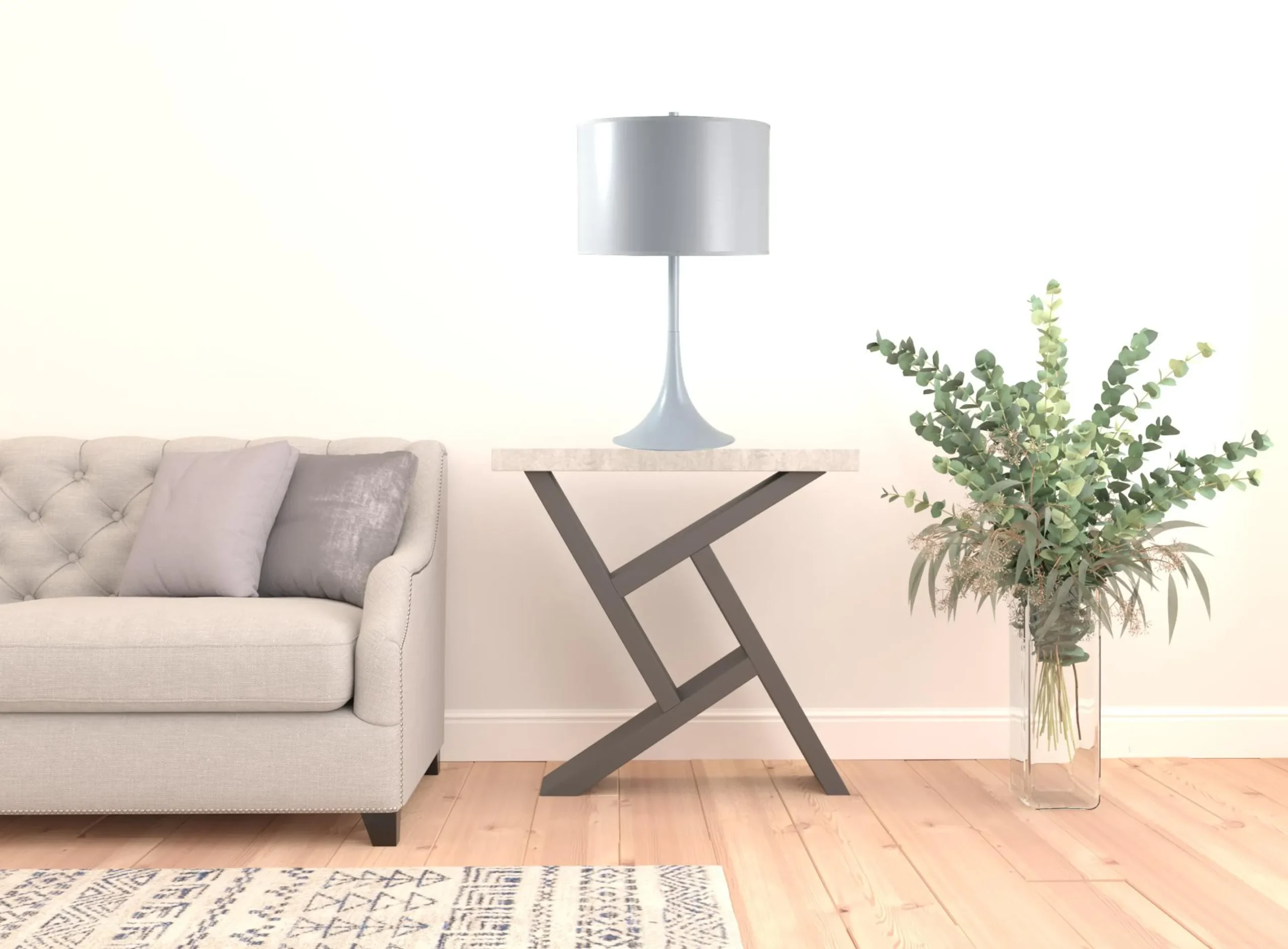 25" White Metal Table Lamp With White Classic Drum Shade - Image 3