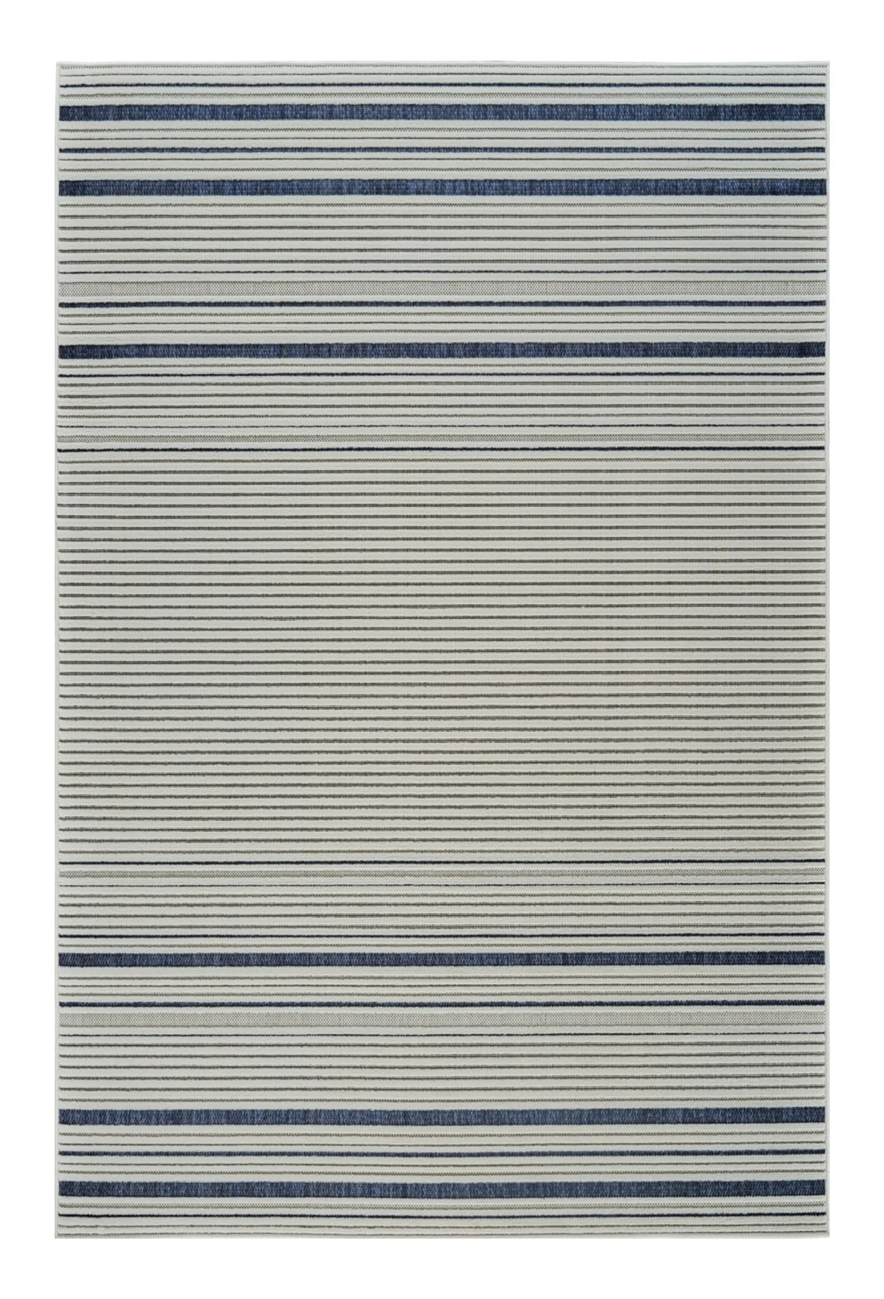 6' X 9' Blue and Cream Striped Distressed Indoor Outdoor Area Rug - Image 2