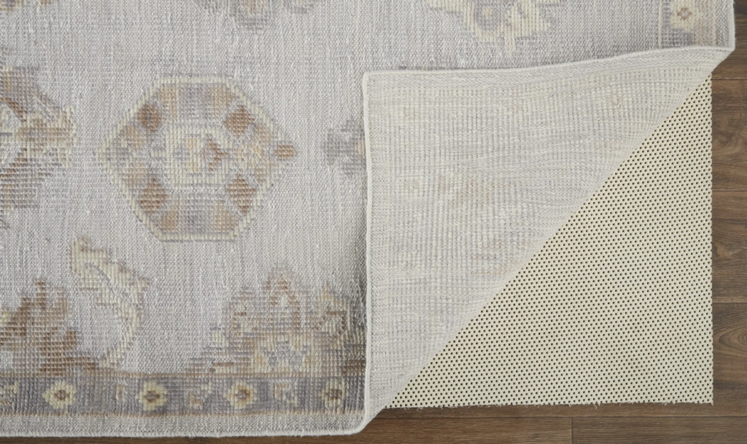 4' X 6' Gray and Ivory Floral Hand Knotted Area Rug - Image 4