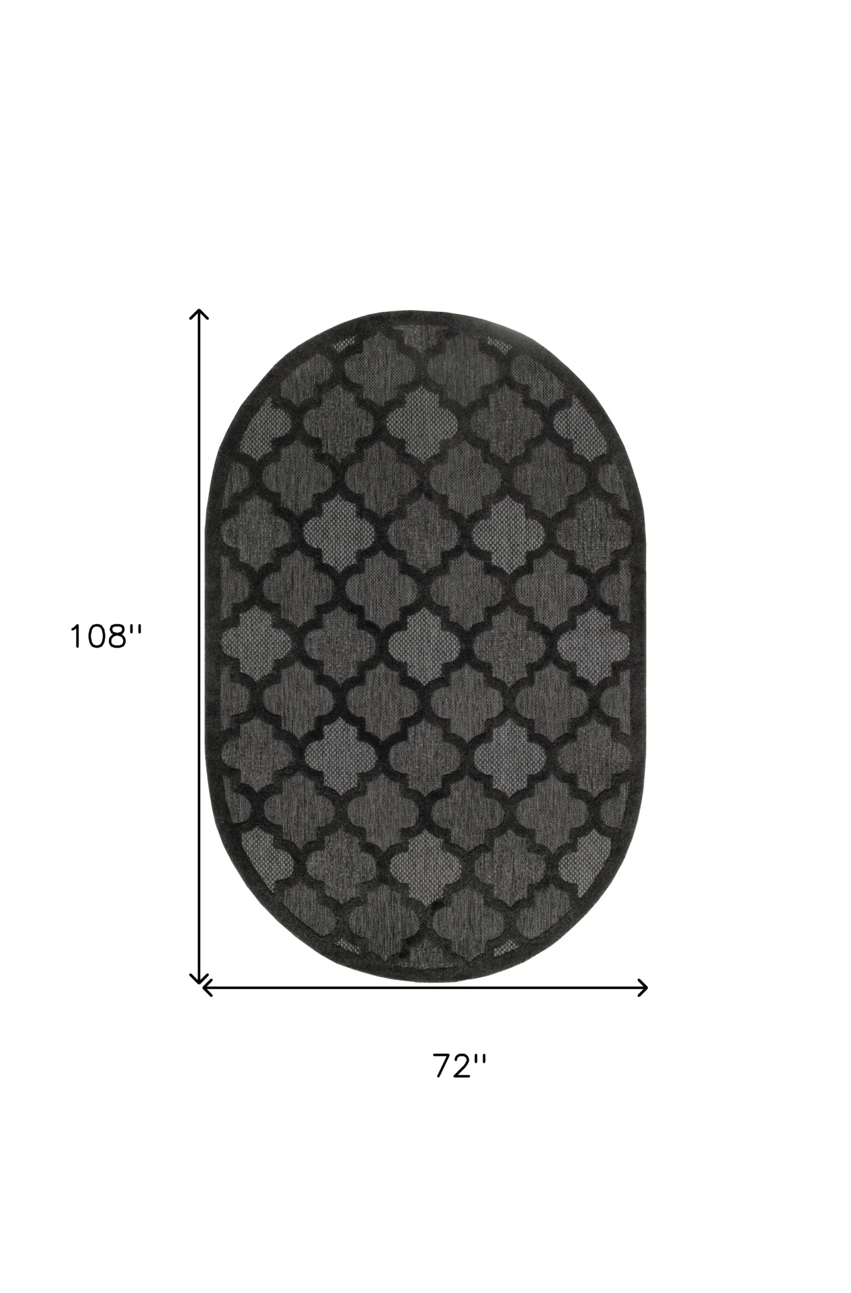 6' X 9' Charcoal And Black Trellis Indoor Outdoor Area Rug - Image 2