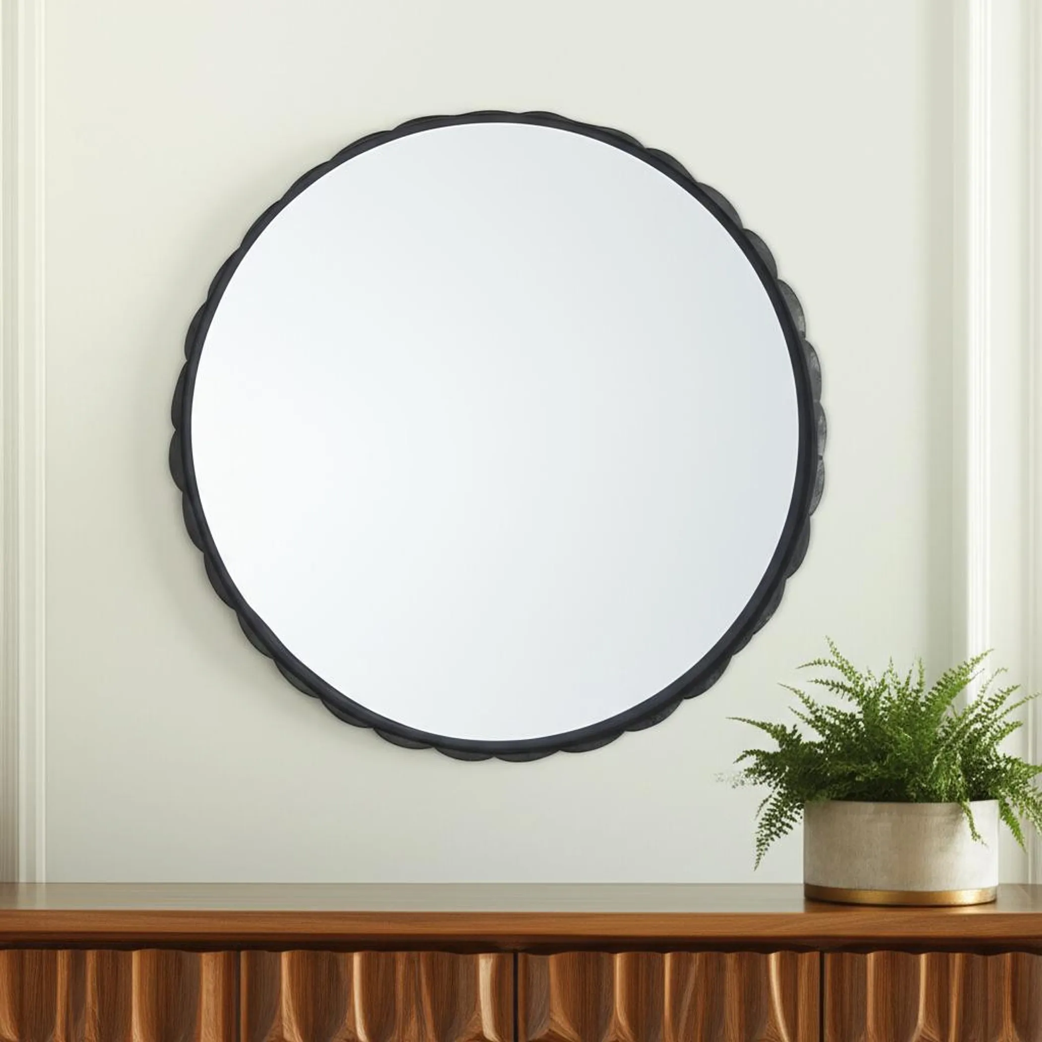 Metal Scalloped Framed Accent Mirror