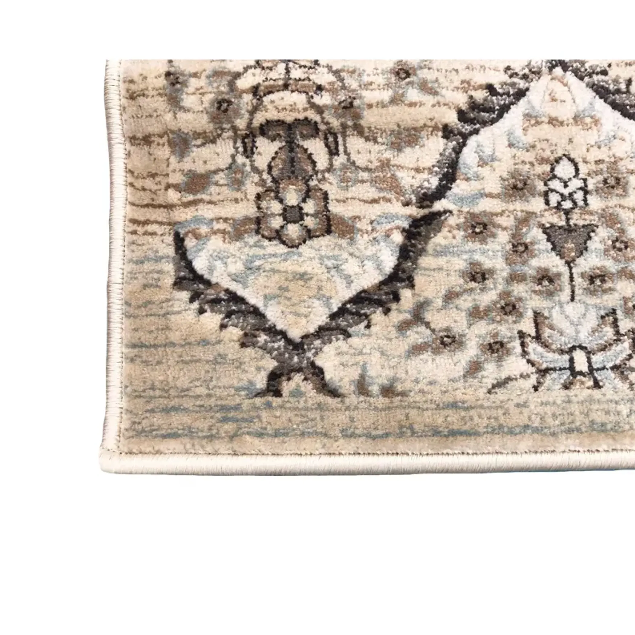 7'10" x 10'3" Feet Vintage Beige Blue Silky Glam Area Rug - Image 3