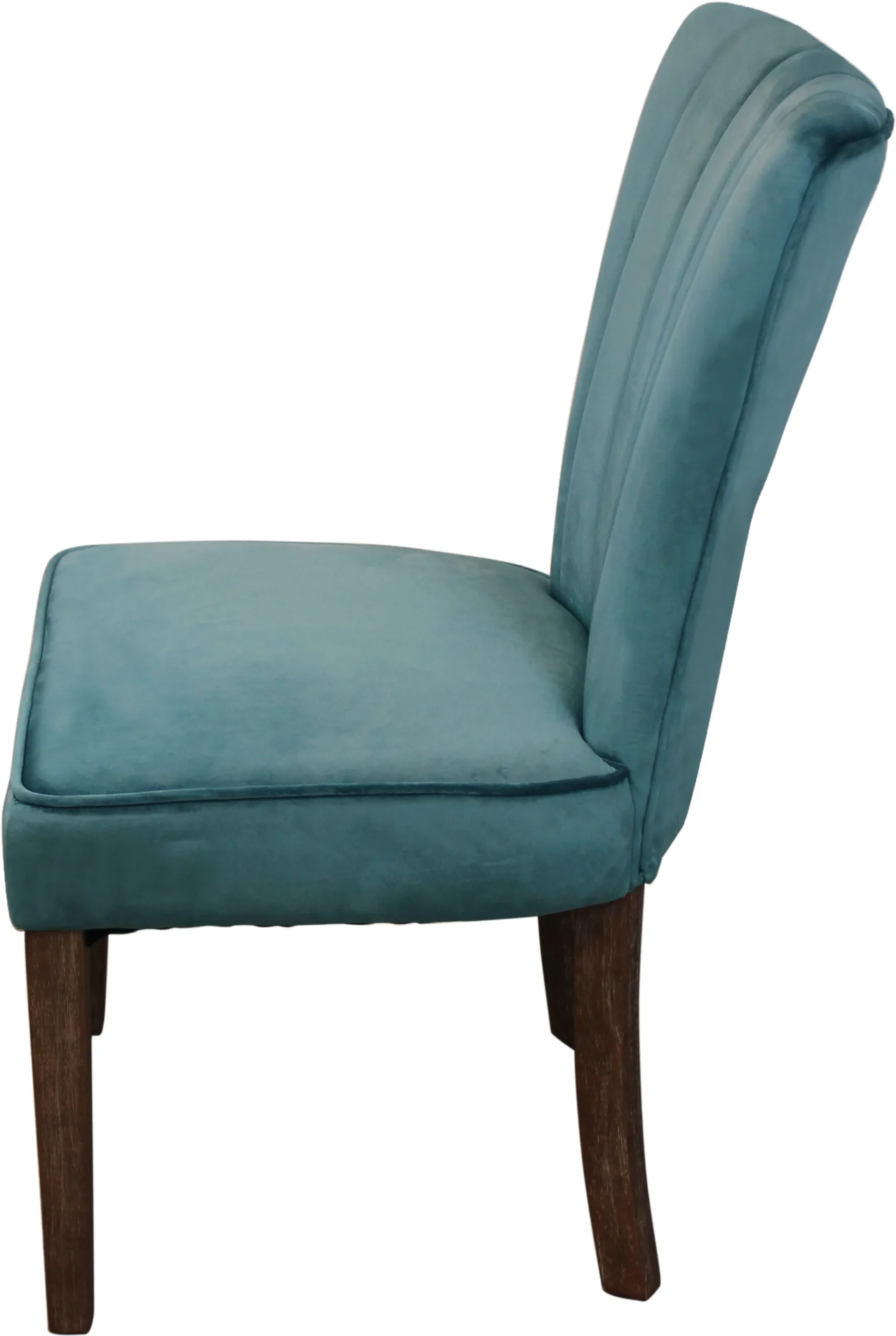 Set of Two Teal Blue And Brown Upholstered Velvet Dining Parsons Chairs - Image 5