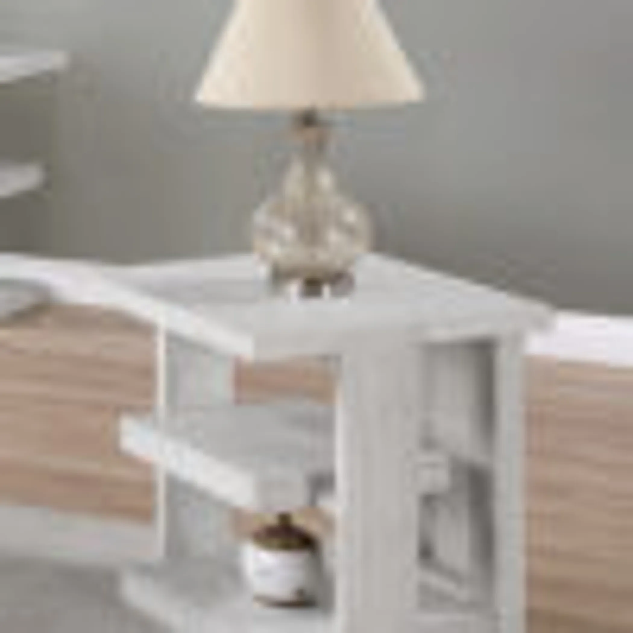 Sunset Trading Dover 24" Large Square Side End Table with Storage Shelves | Cerused White Oak Wood - Image 2