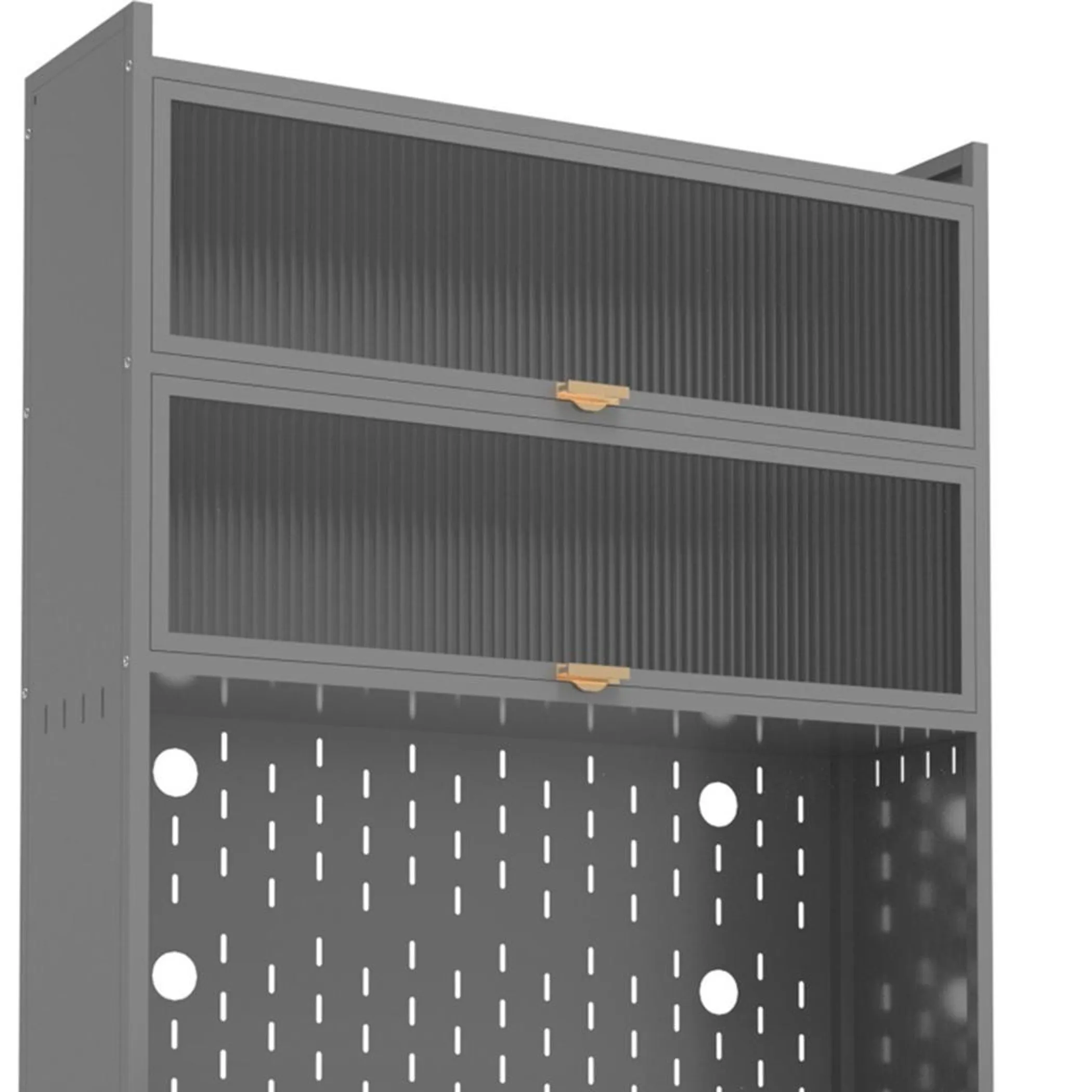 Stainless Steel Textured Door Dining Hutch With Two Doors - Image 4