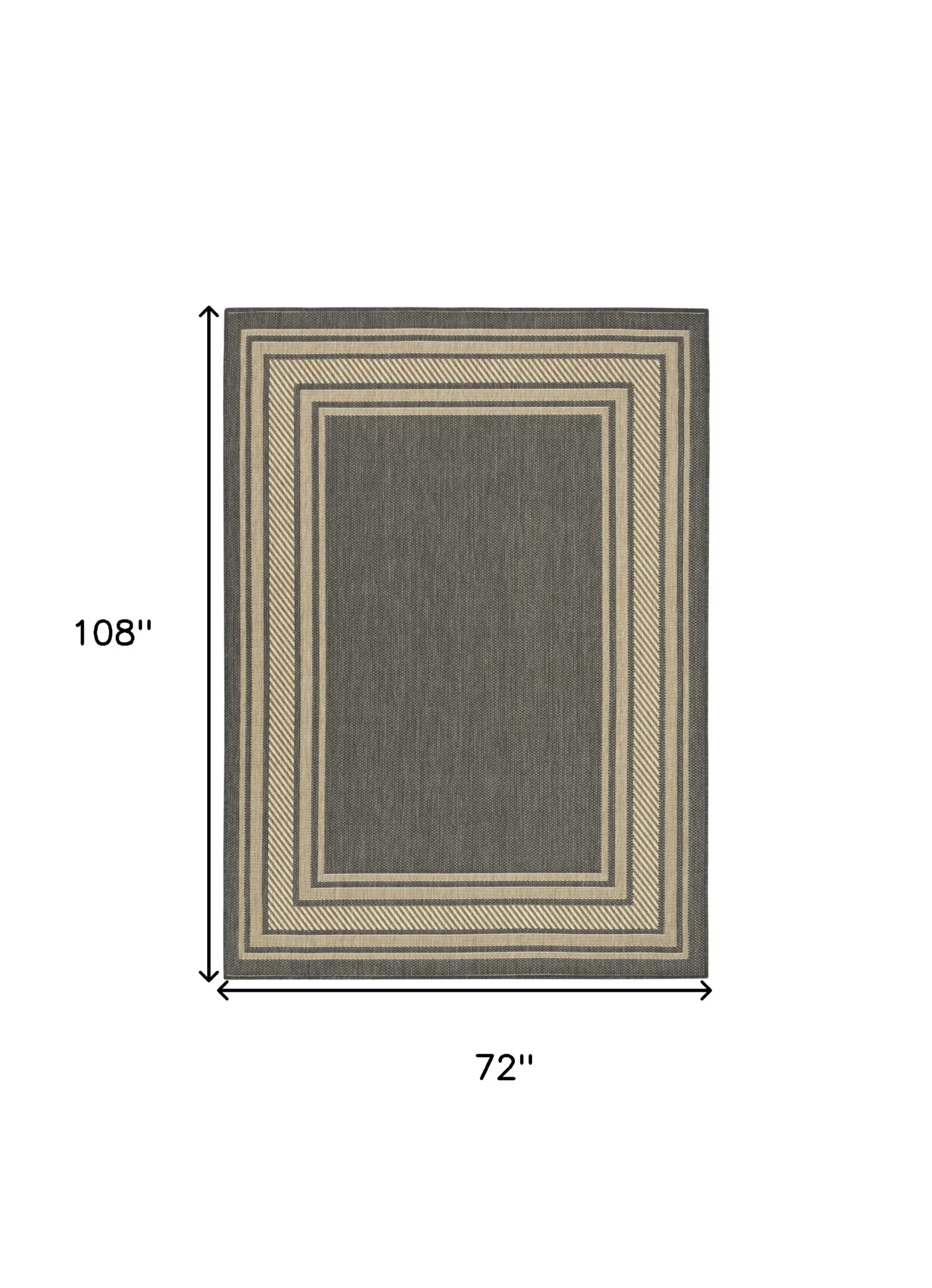 6' X 9' Charcoal Geometric Indoor Outdoor Area Rug - Image 2