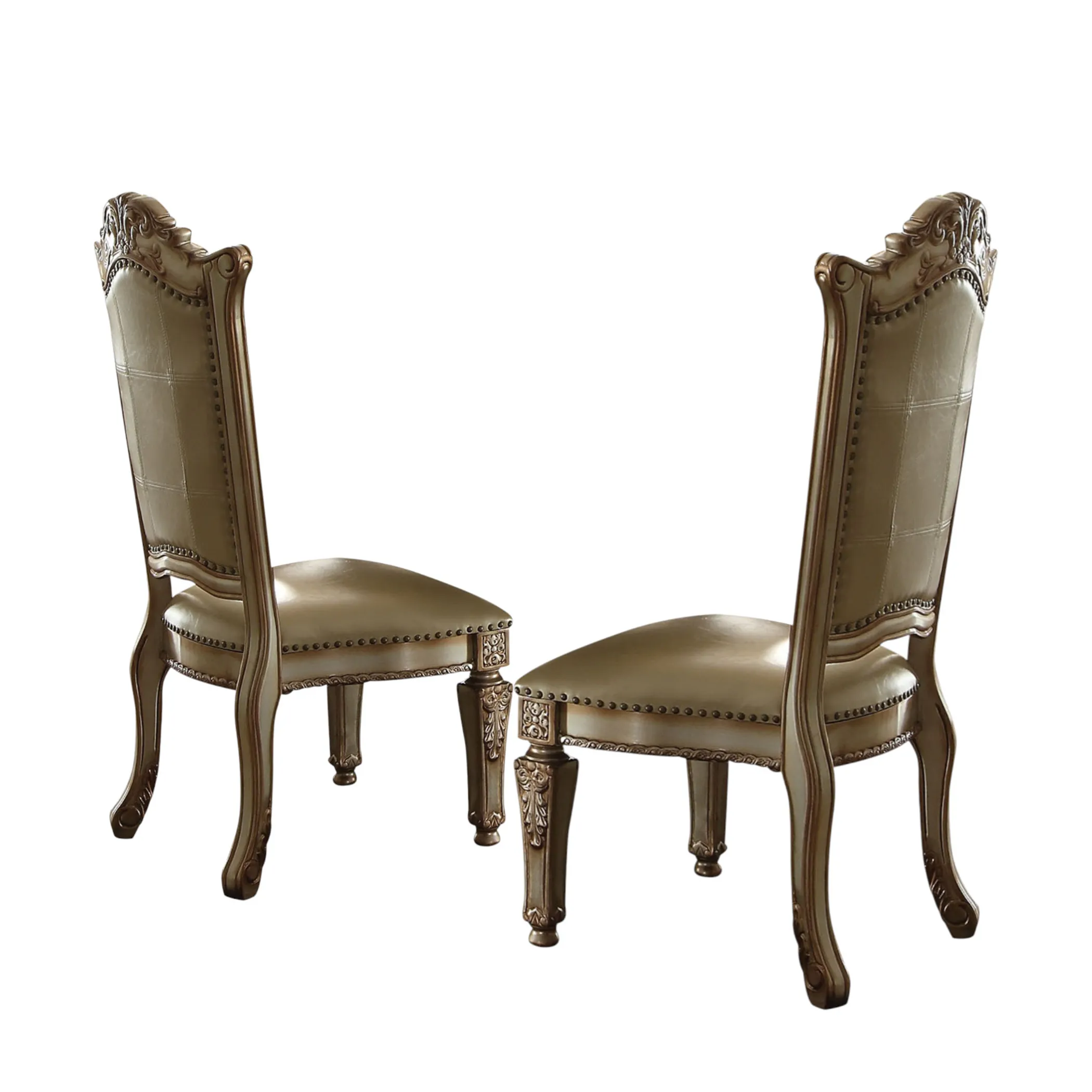 Set of Two Upholstered Faux Leather And Wood Dining Side Chairs - Image 2