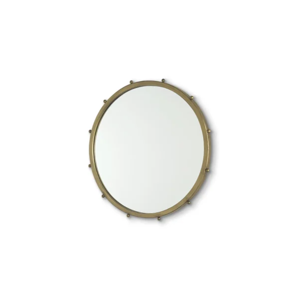 Metal Beaded Round Framed Accent Mirror