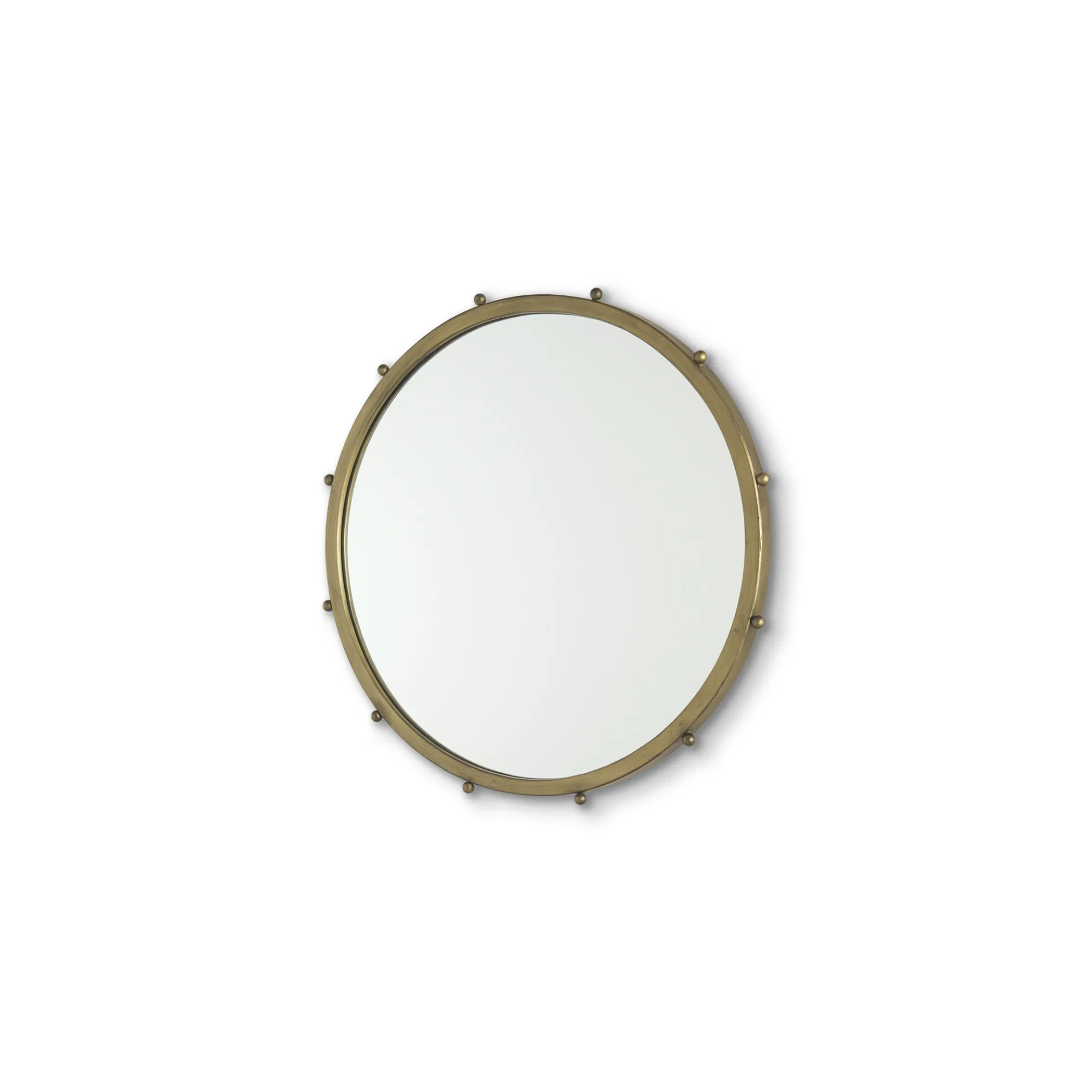 Metal Beaded Round Framed Accent Mirror