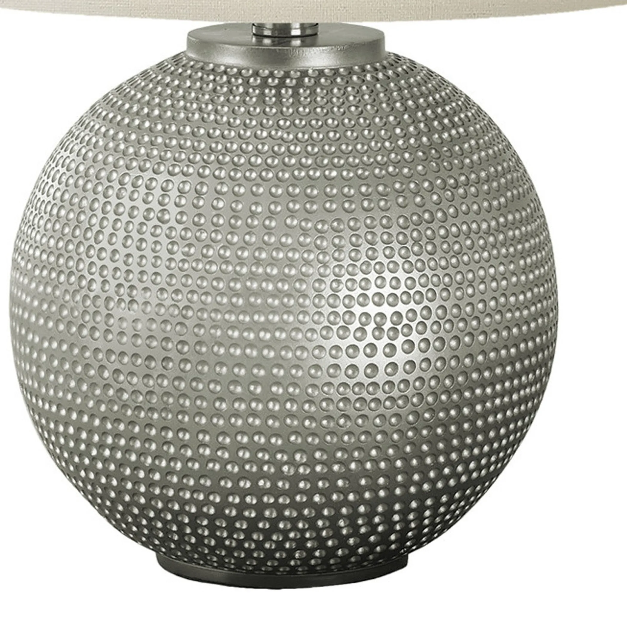 19" Gray Round Table Lamp With Ivory Drum Shade - Image 6