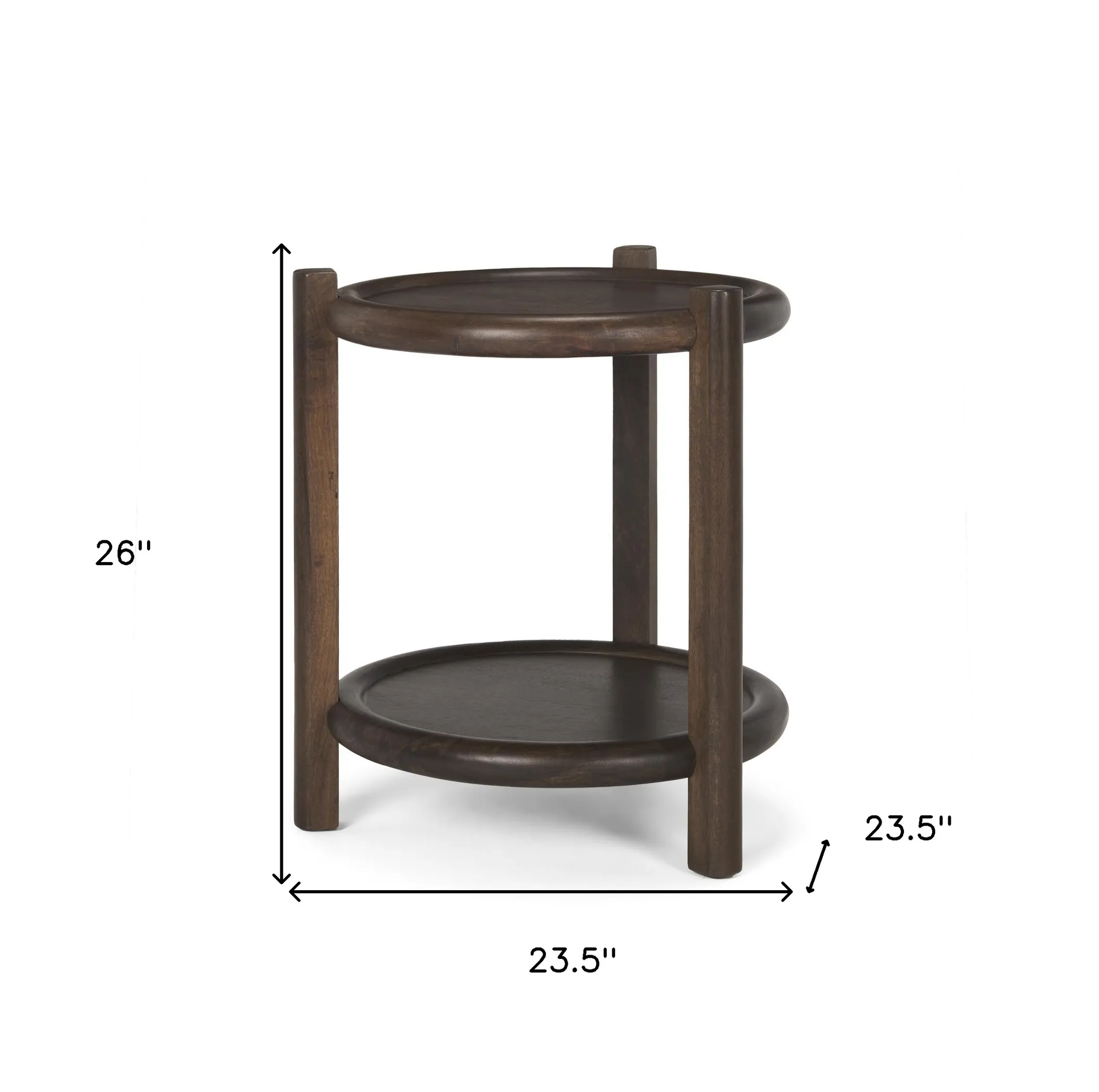 24" Dark Brown Solid Wood Tray Table - Image 5