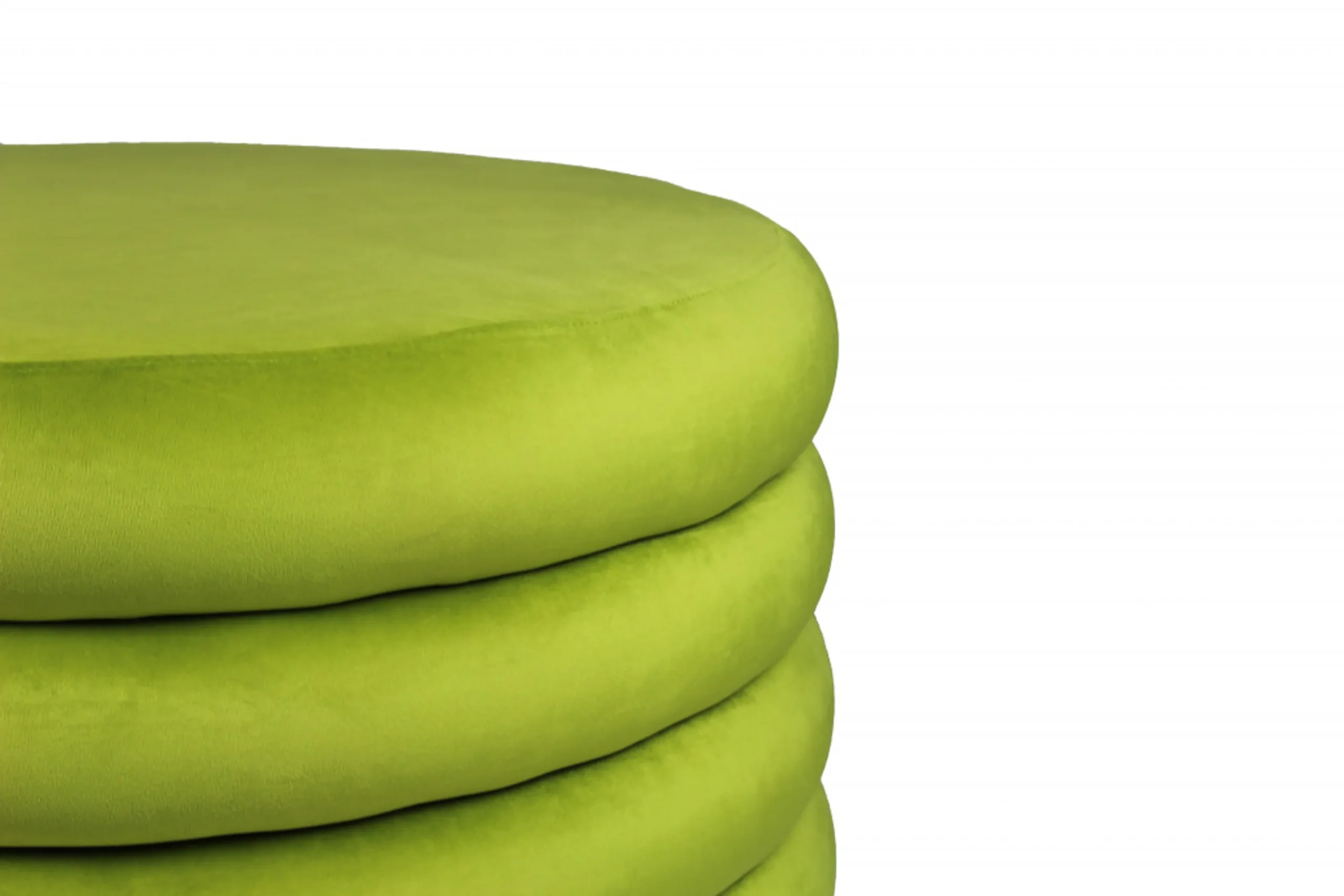 21" Green Velvet Tufted Round Cocktail Ottoman - Image 3