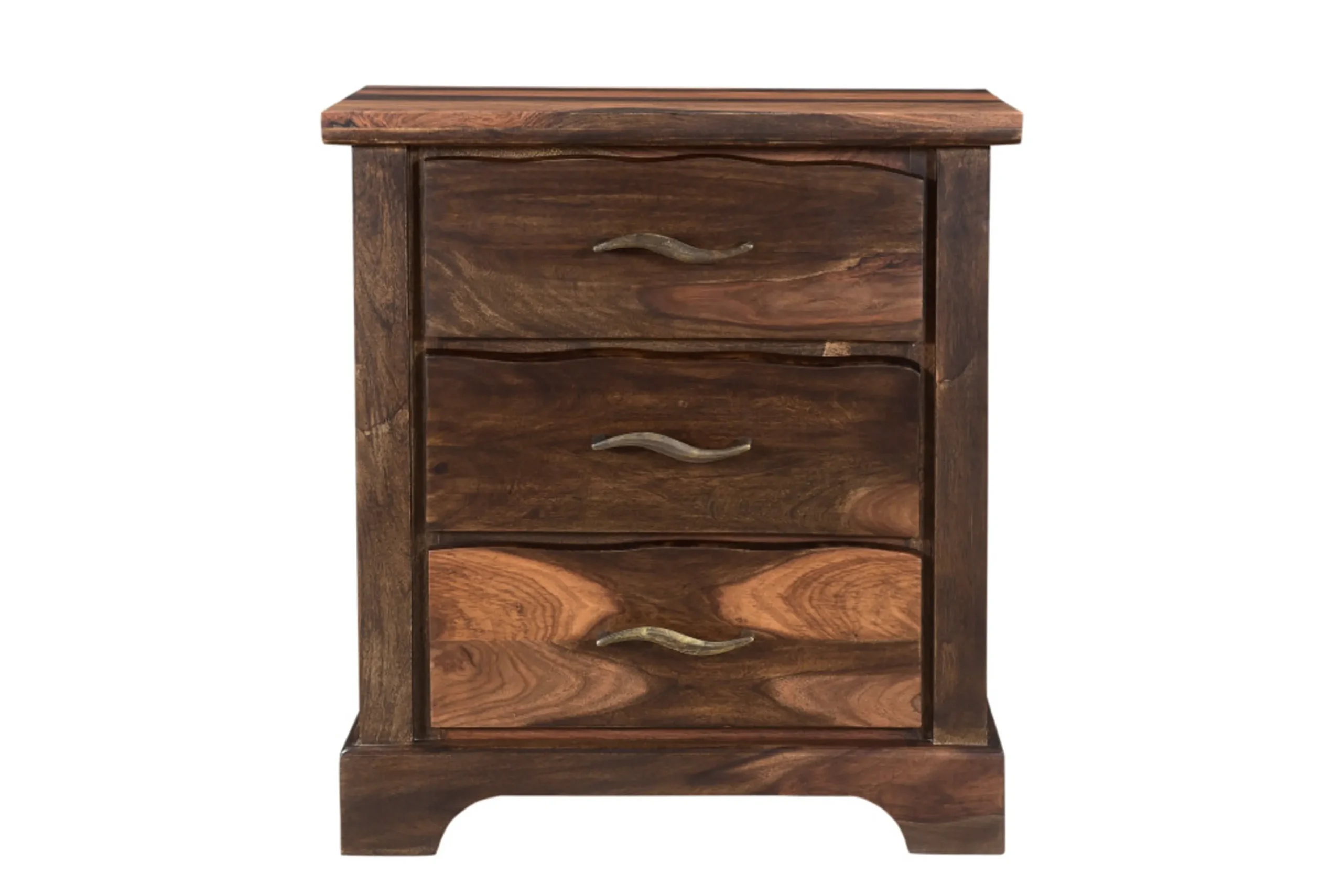 27" Dark Brown Solid Wood Three Drawer Nightstand - Image 2