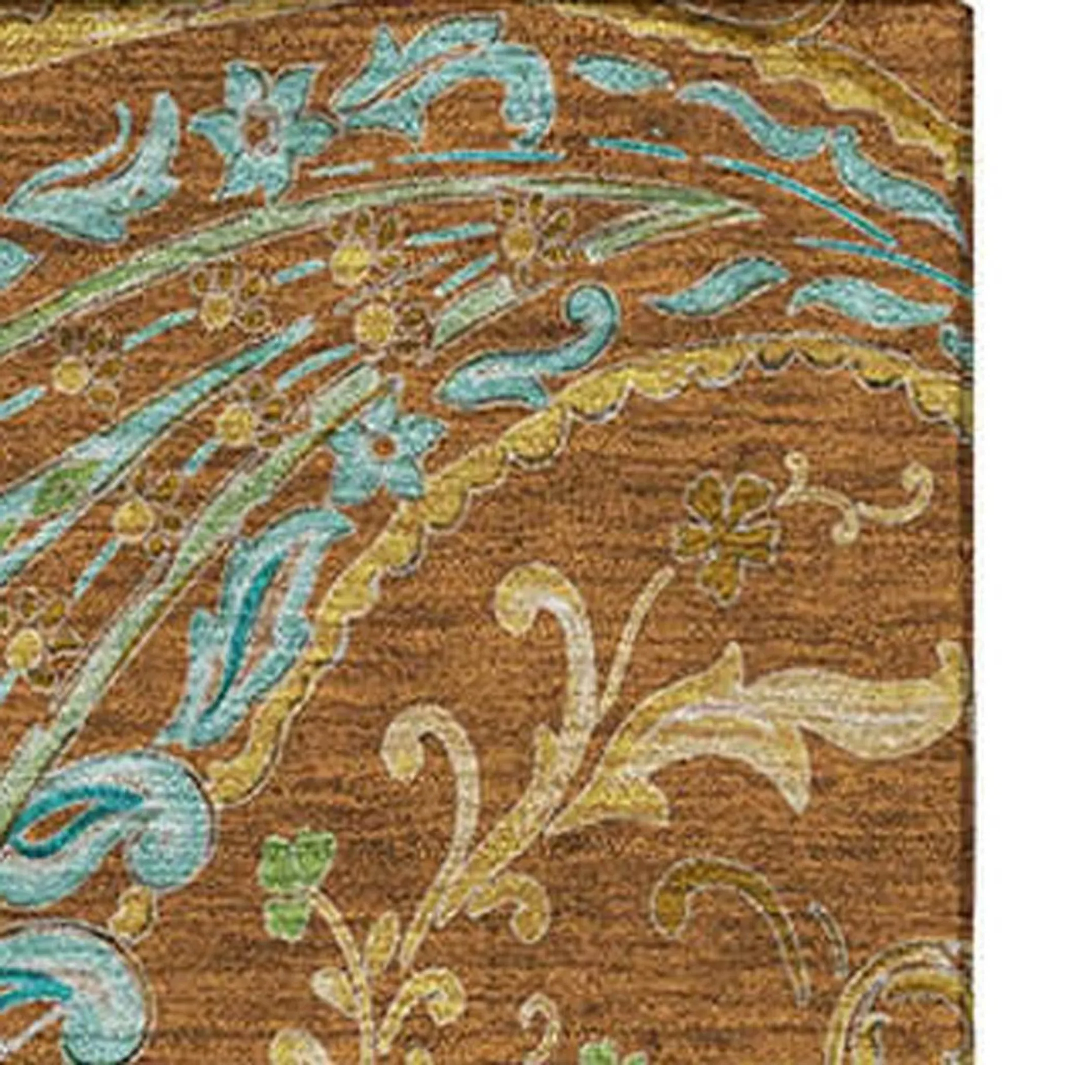 9' X 12' Rust Blue And Green Paisley Washable Area Rug With UV Protection - Image 4