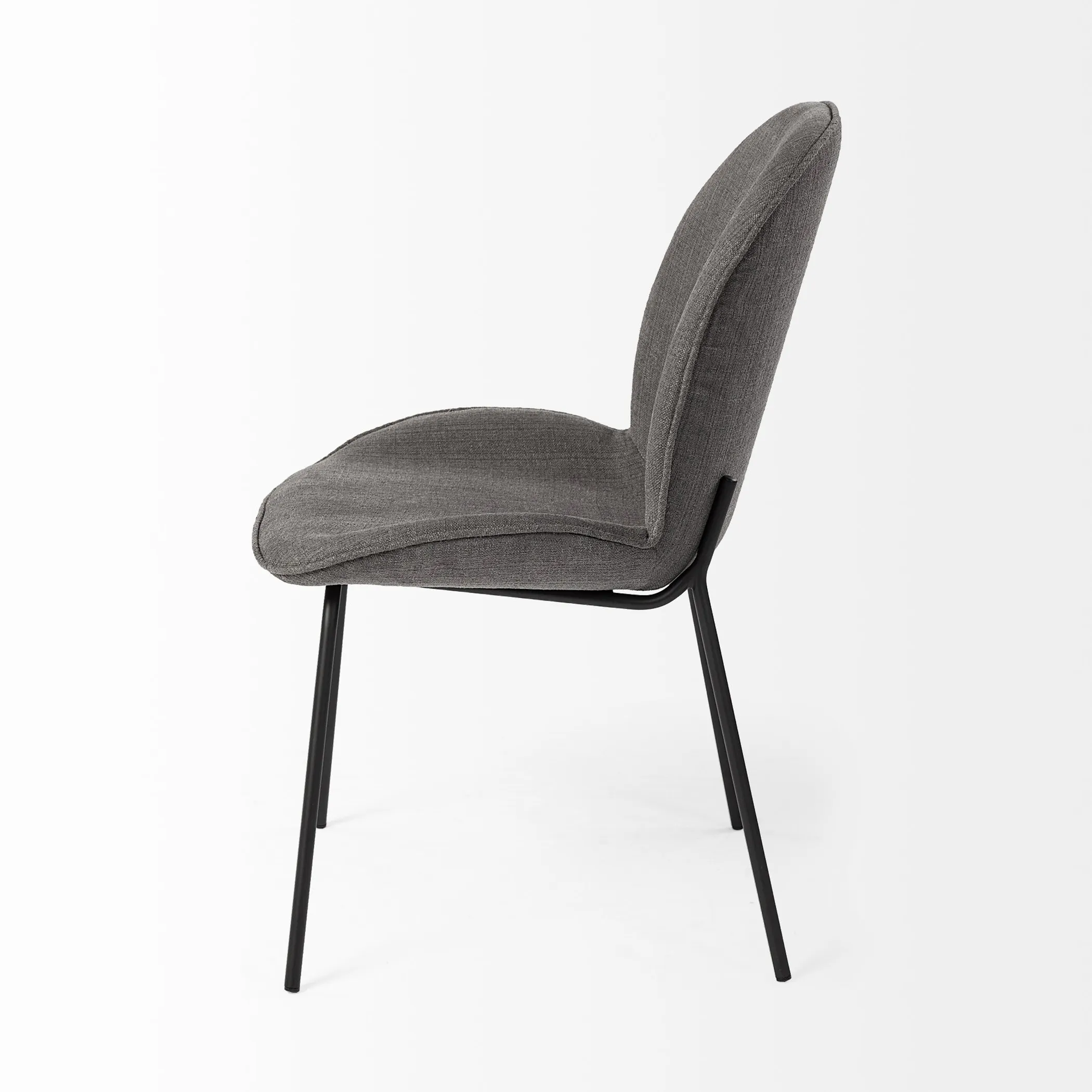 Set Of Two Gray And Black Upholstered Fabric Side Chairs - Image 3